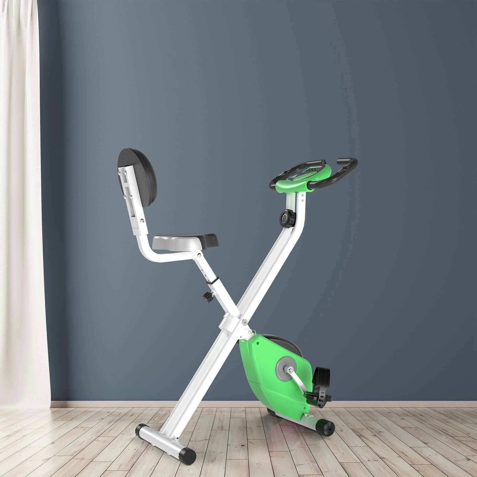 Homcom Grey/Green Magnetic Resistance Exercise Bike Foldable Lcd Adjustable Seat