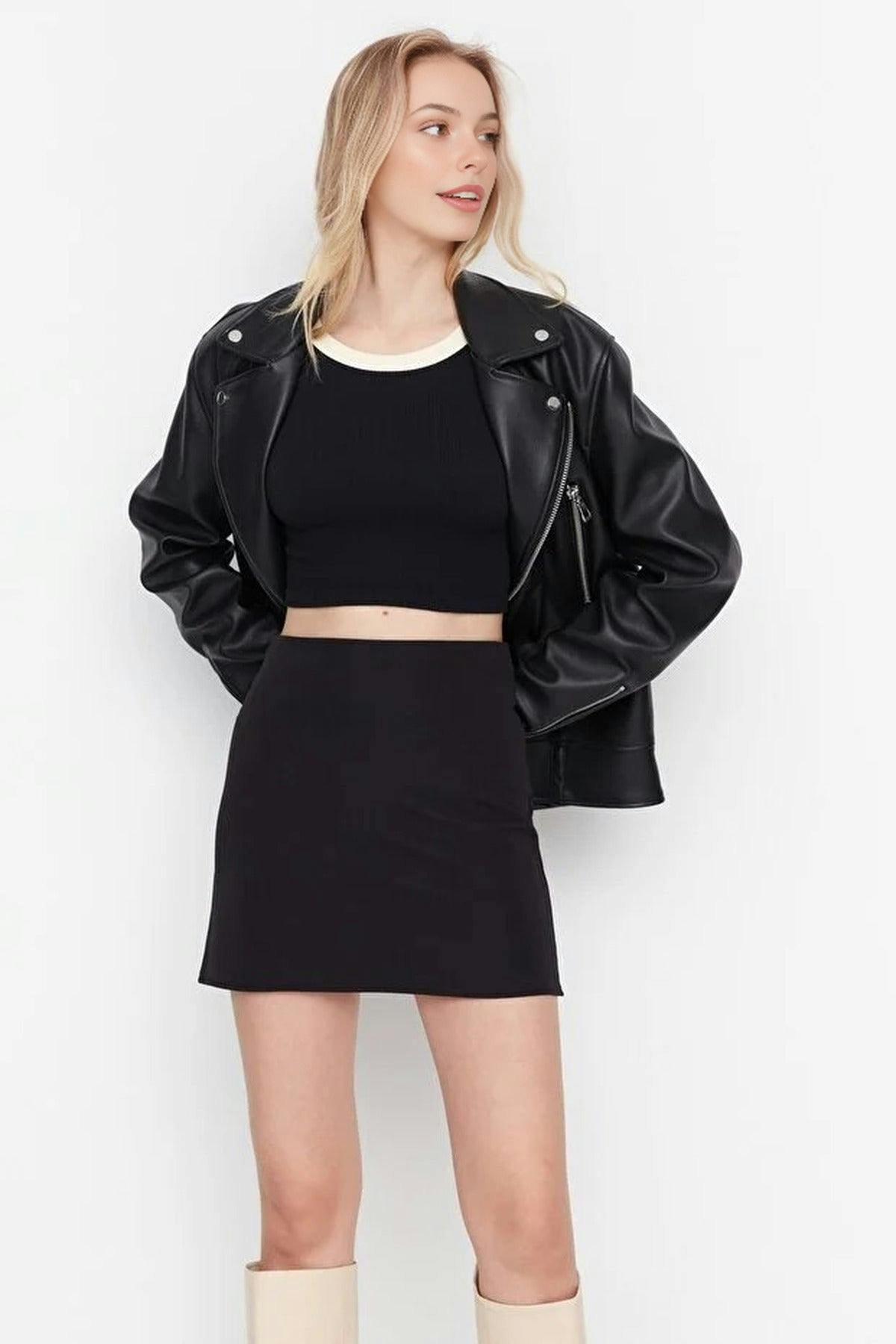Wovcor Black A-Line Mini Woven Skirt - 4