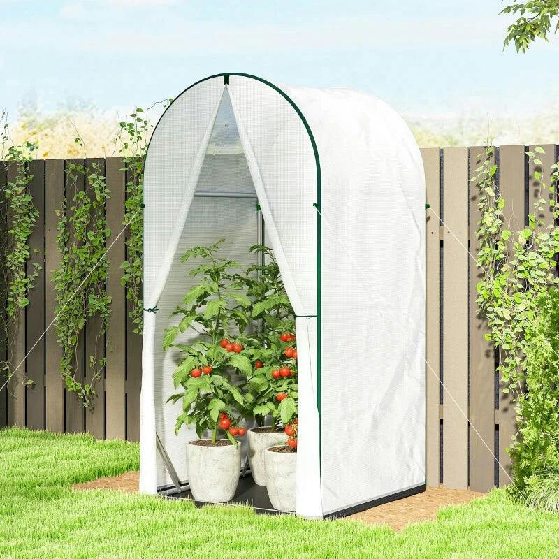 Outsunny Unisex White Mini Greenhouse, Greenhouse With Pe Base, Portable, | : 100 Cm X 100 Cm - Image 6