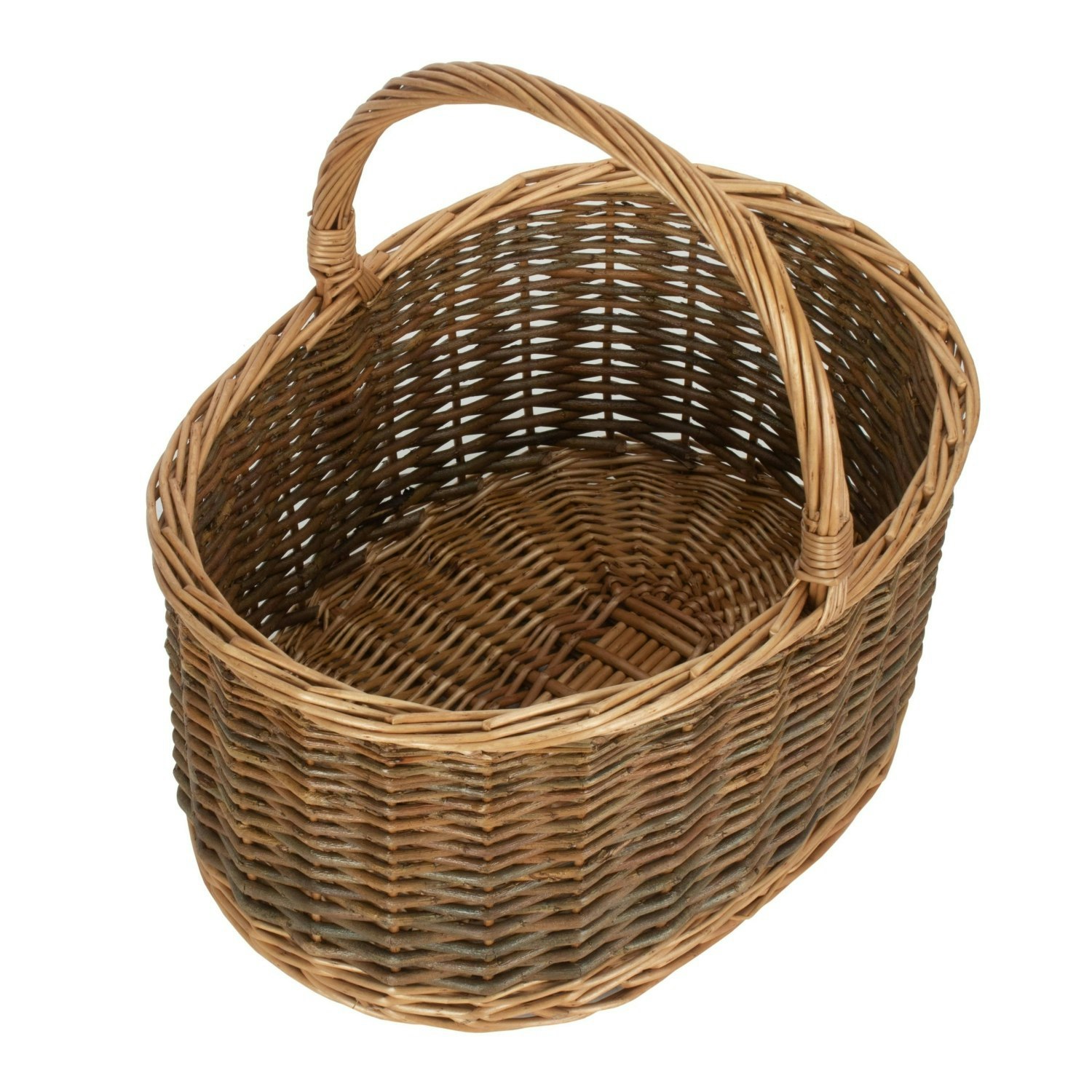 Red Hamper Unlined Country Oval Wicker Shopping Basket - Large