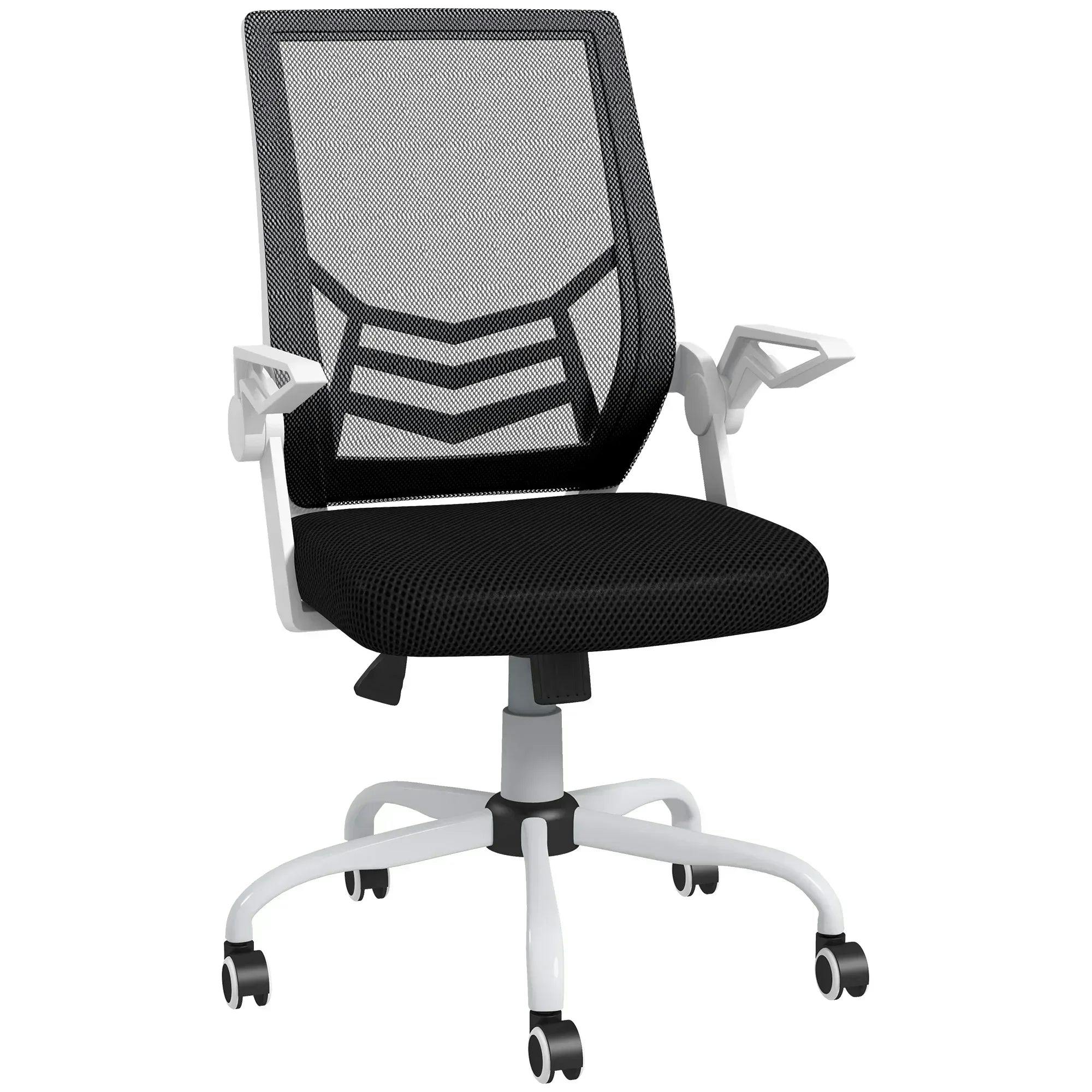 Vinsetto White/Black Mesh Swivel Office Chair Task Computer Chair W/ Lumbar Support, - And - Image 5