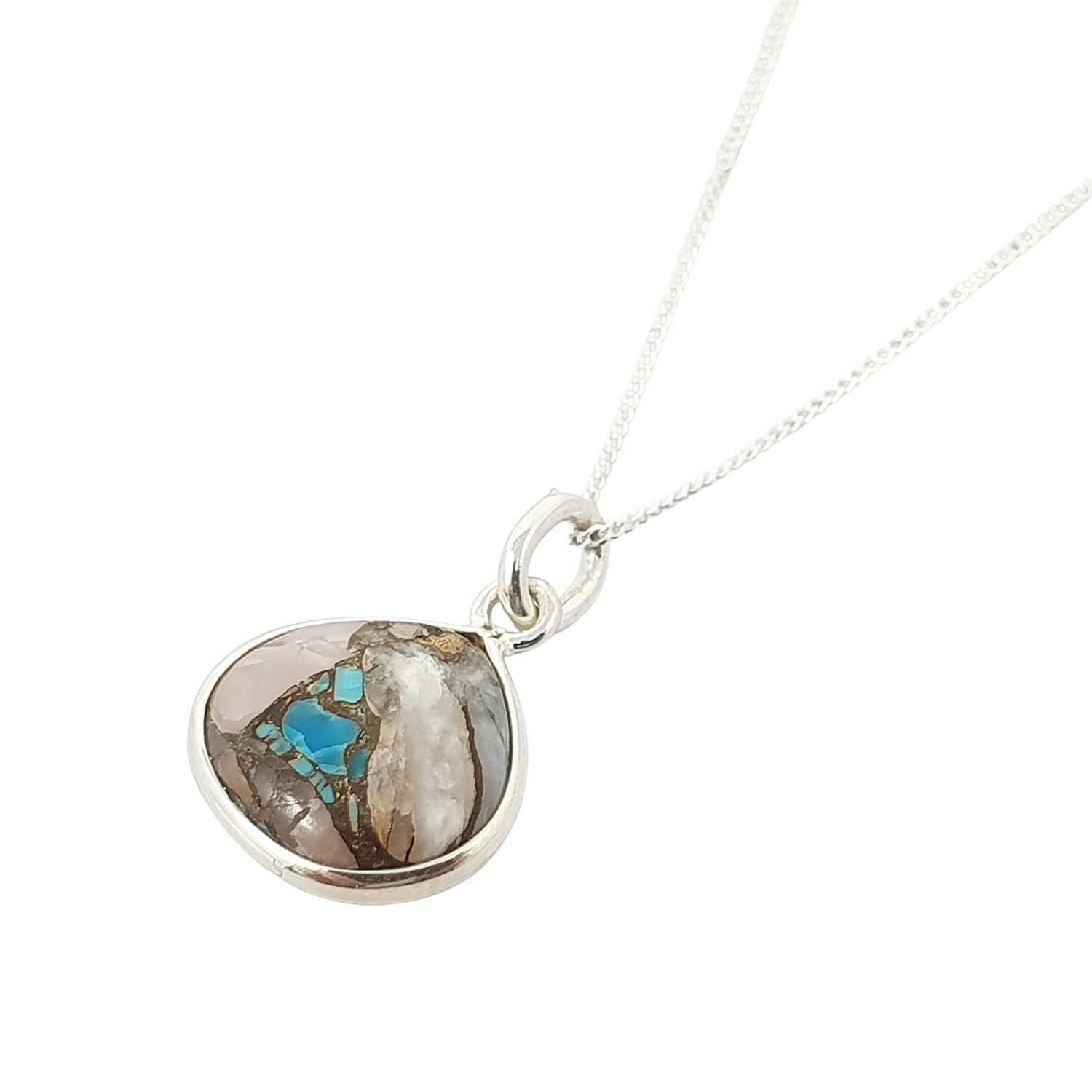Harfi Silver/Turquoise Sterling Opal & Gemstone Crystal Necklace