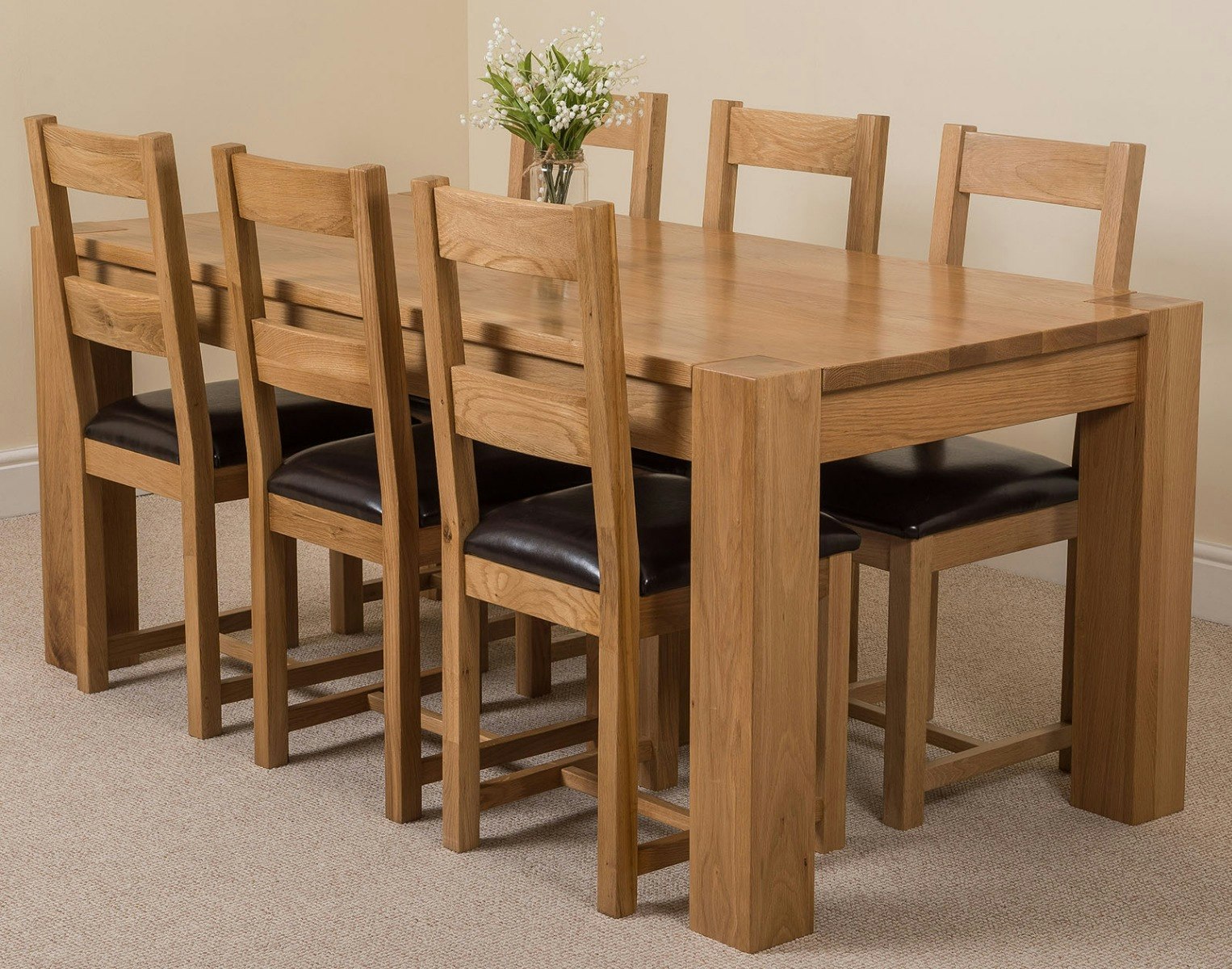 That's Furniture Kuba Large Oak Dining Table With Lincoln Oak Chairs - Natural Oak - 6 Chairs