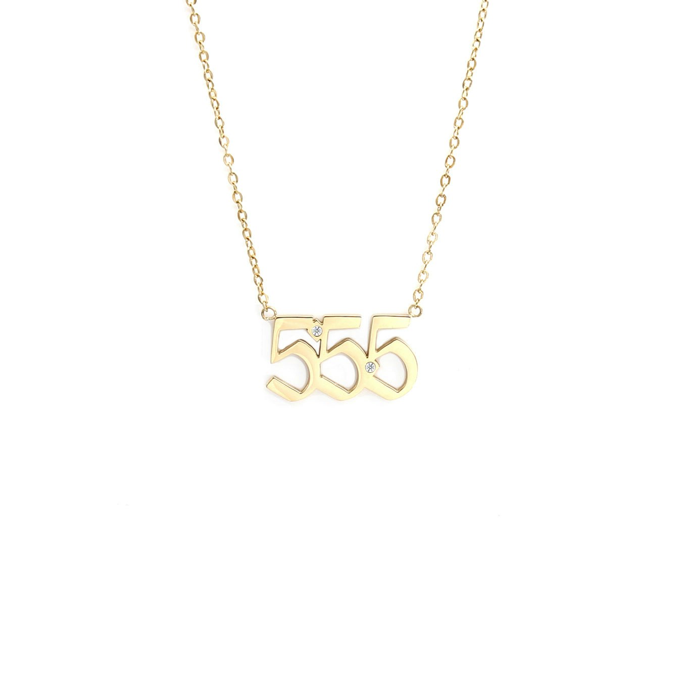 Say It With Gold Angel Number Necklace - Plated - 555