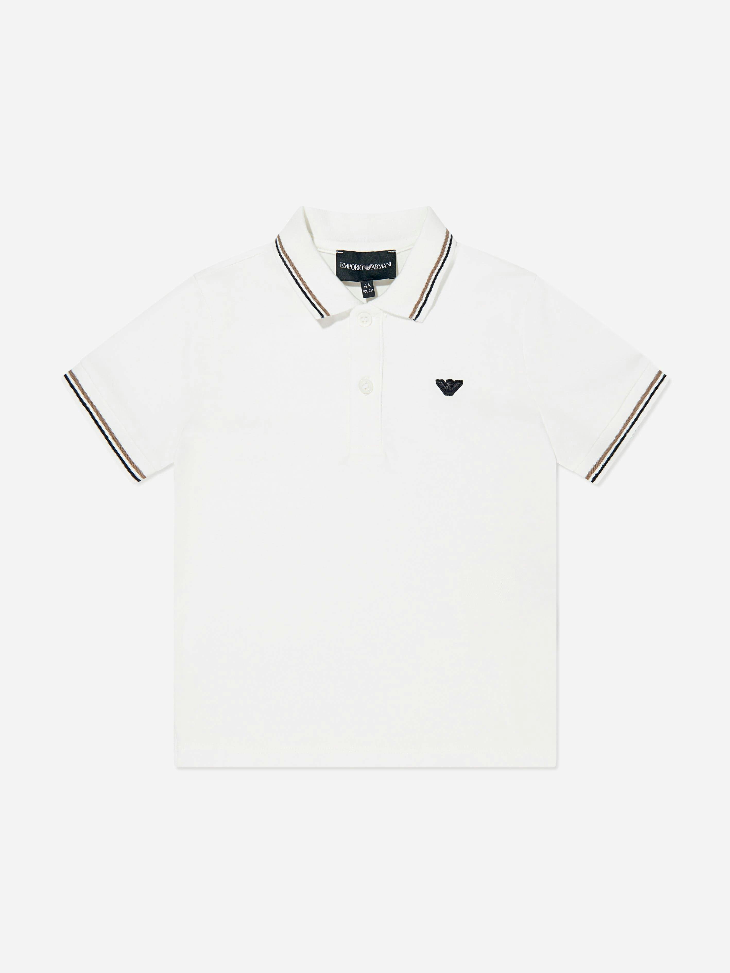 Emporio Armani Boys White Eagle Logo Polo Shirt In - 6 Yrs