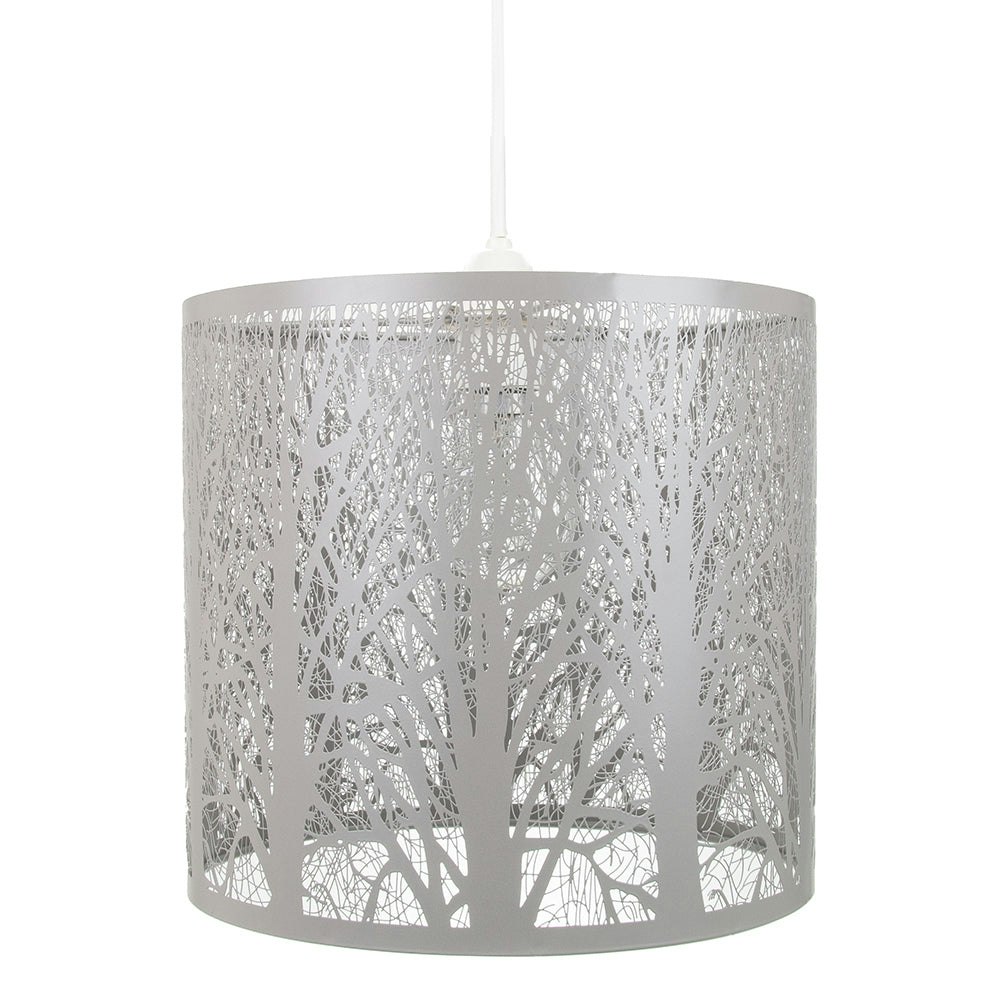 Happy Homewares Grey Unique And Beautiful Soft Metal Forest Design Ceiling Pendant Shade