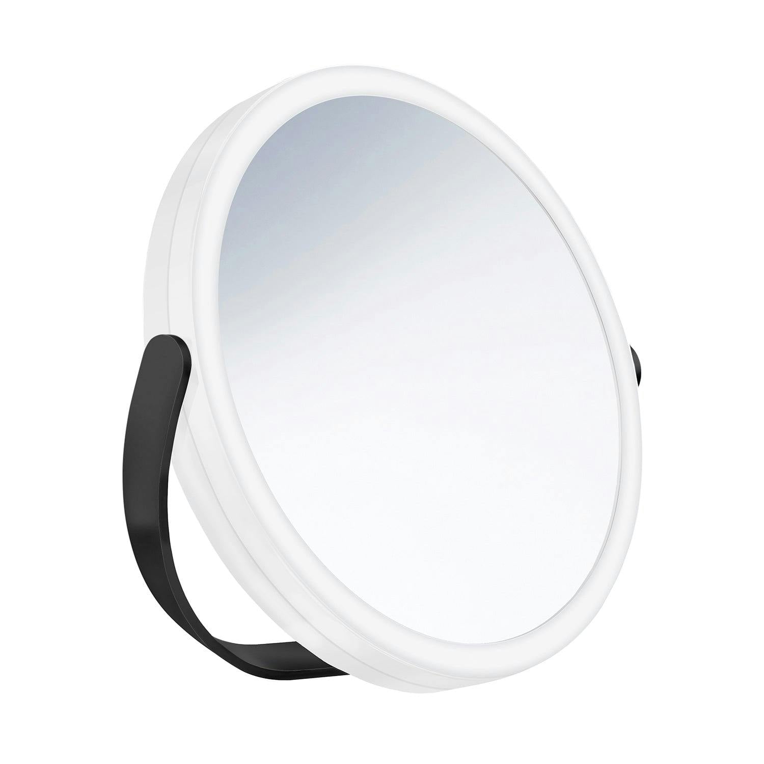 Rackhams Black Matt Double Sided Led Mirror - Freestanding With Swivel Stand 7X Magnification Rechargable Battery Bathroom Table Mirror