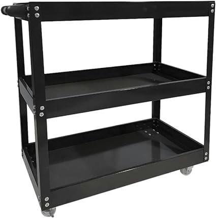 Hygrad Built To Survive Black Tool Storage Heavy Duty Durable Garage Trolley Workshop 3 Tier Wheel Cart Shelf Hygrad® - Image 3