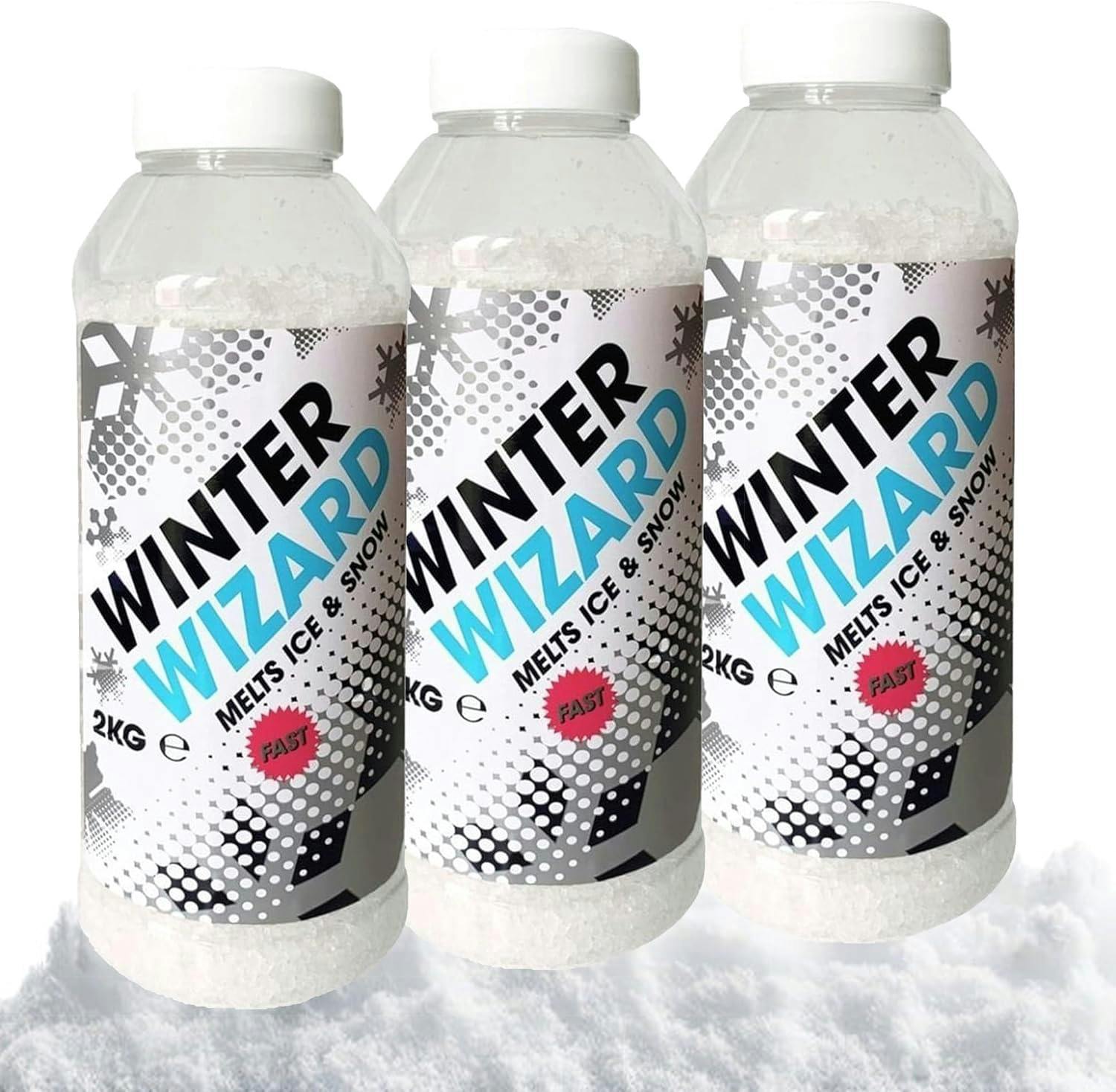 Storm Trading Group White 2Kg De-Icer Shaker Tub Winter Salt Grit Rock Salt - 2 Tubs