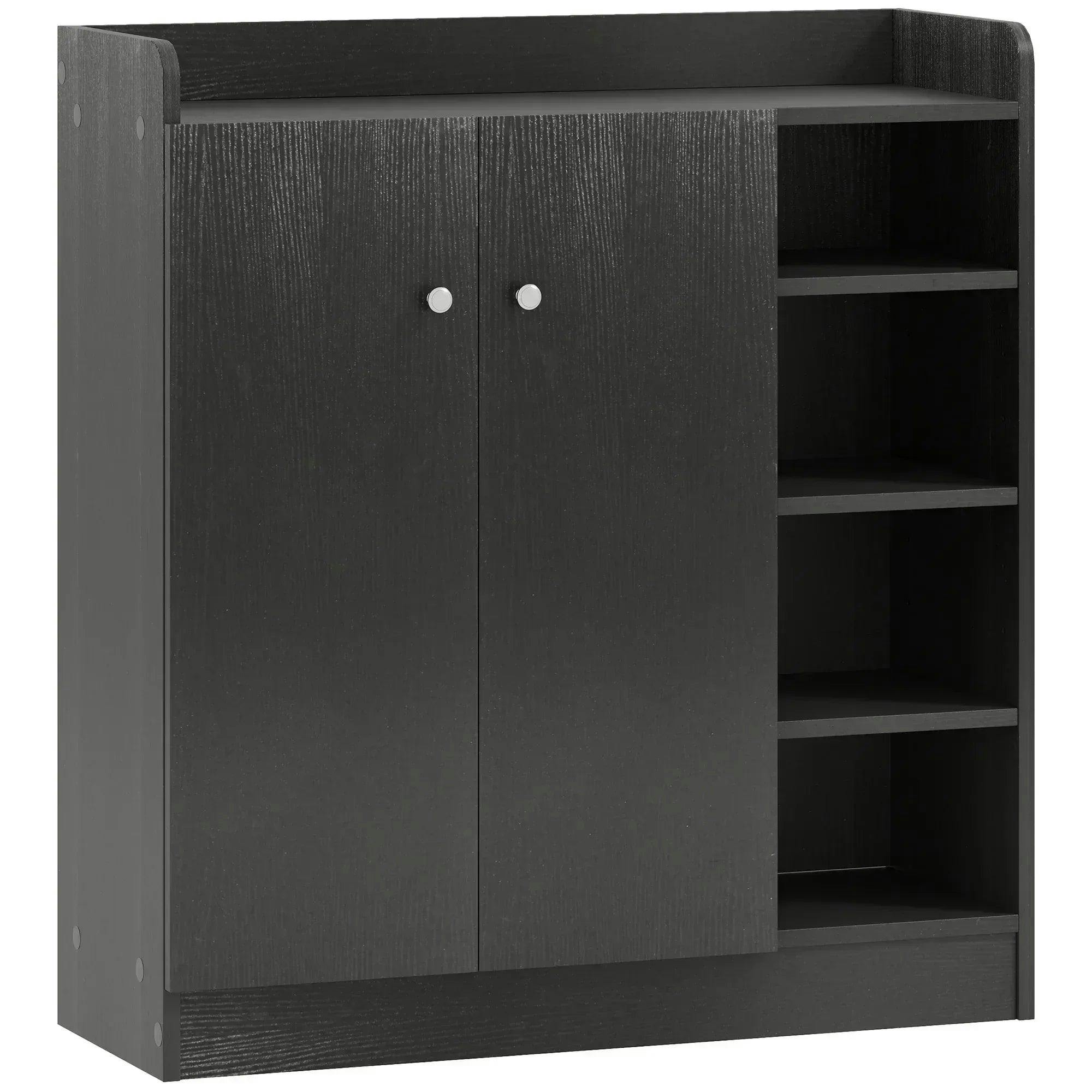 Homcom Unisex Black Shoe Storage Cabinet Footwear Rack Stand W/Adjustable Shelves Size 4 - Image 5