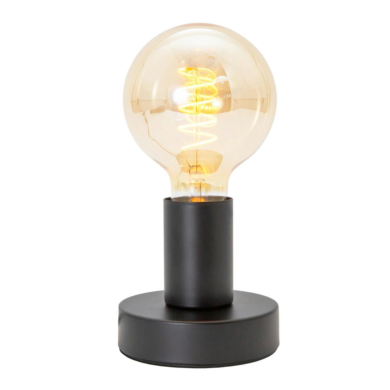 Happy Homewares Black Matte Bulb Holder Table Lamp To Showcase Vintage Filament Bulbs