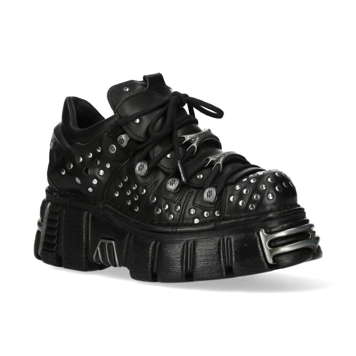 New Rock Unisex Black M-120Nr-C1 Leather Gothic Platform Ankle Boots - Uk 7 | Eu 41 | Us 9.5