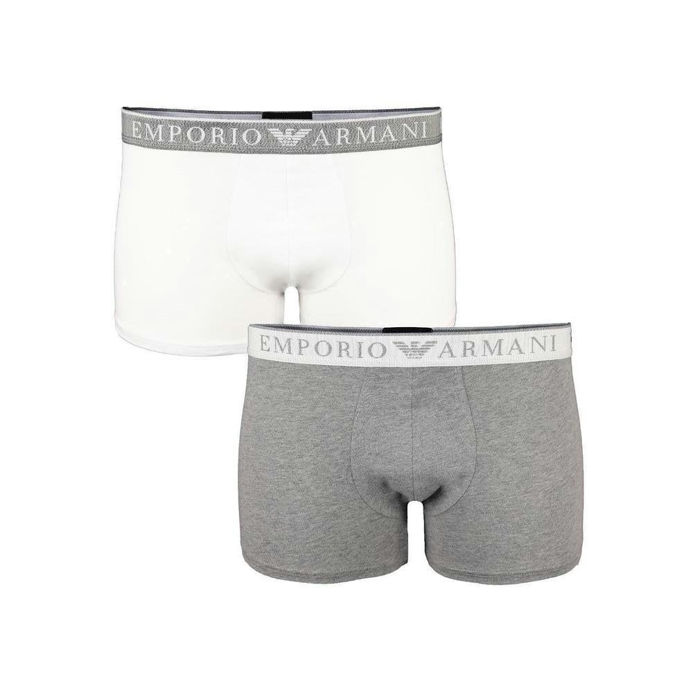 Emporio Armani Grey/White 2-Pack Endurance Boxer Trunks, - Large