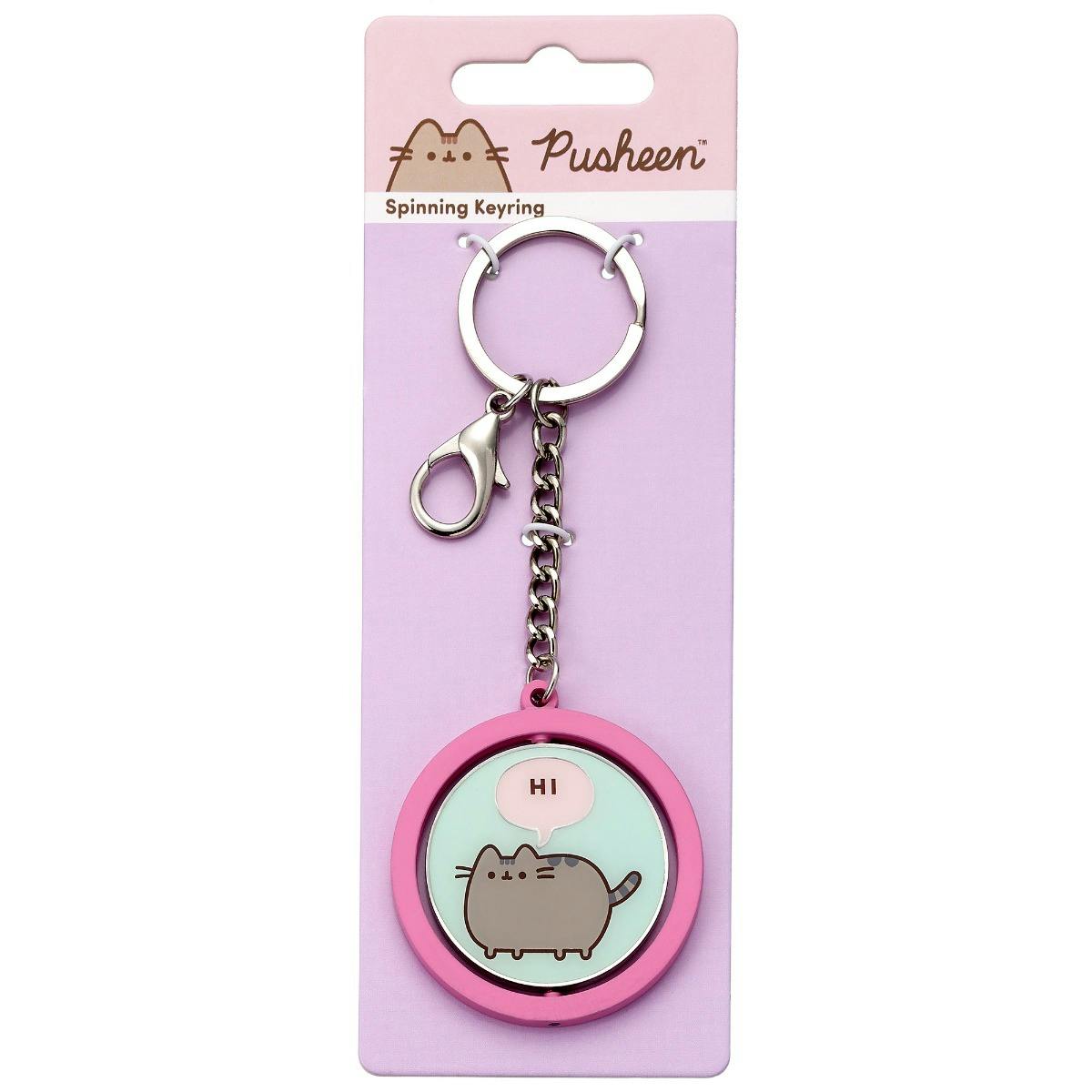The Carat Shop Pink/Blue Pusheen The Cat & "Hi Bye" Spinning Keyring
