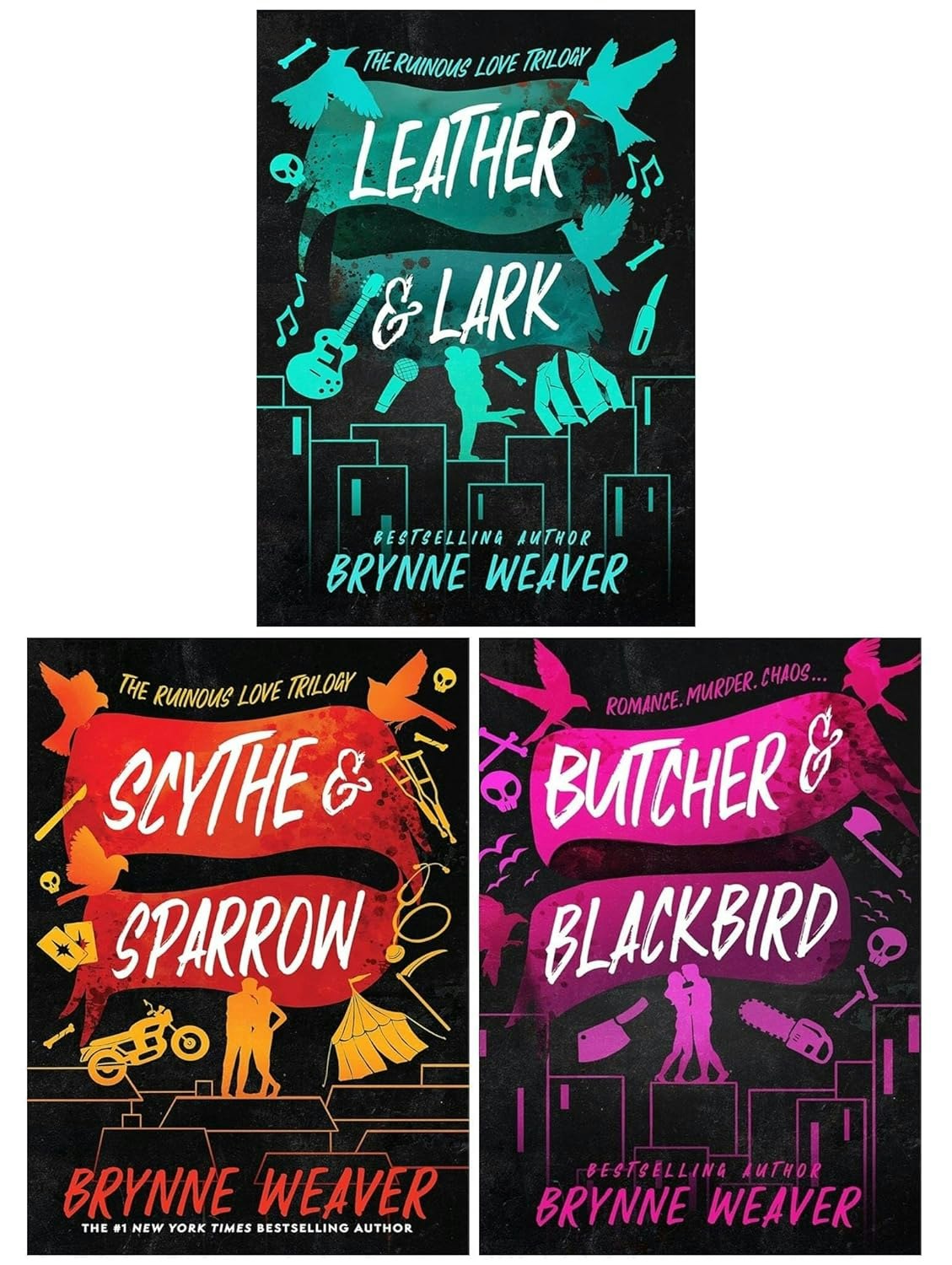 Hachette The Ruinous Love Trilogy By Brynne Weaver 3 Books Collection Set (Butcher And Blackbird, Leather And Lark And Scythe And Sparrow)