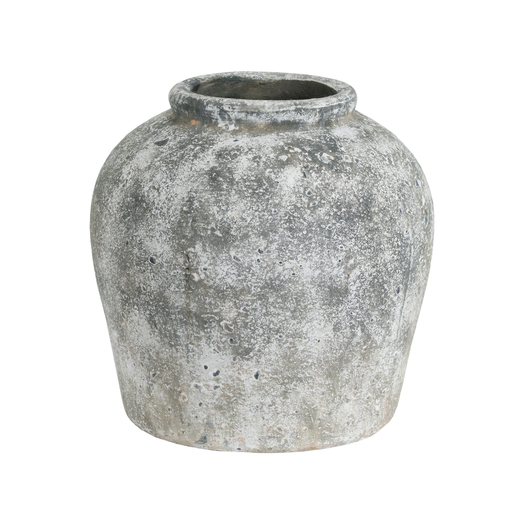 Hill Interiors Grey Aged Stone Ceramic Vase - One Size - 100% Ceramic