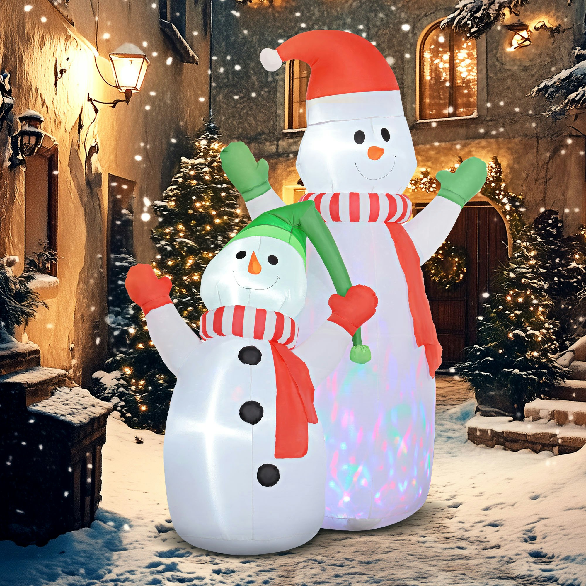 Outsunny Light Christmas Inflatable Snowman With Rotating Colorful Led - 8Ft