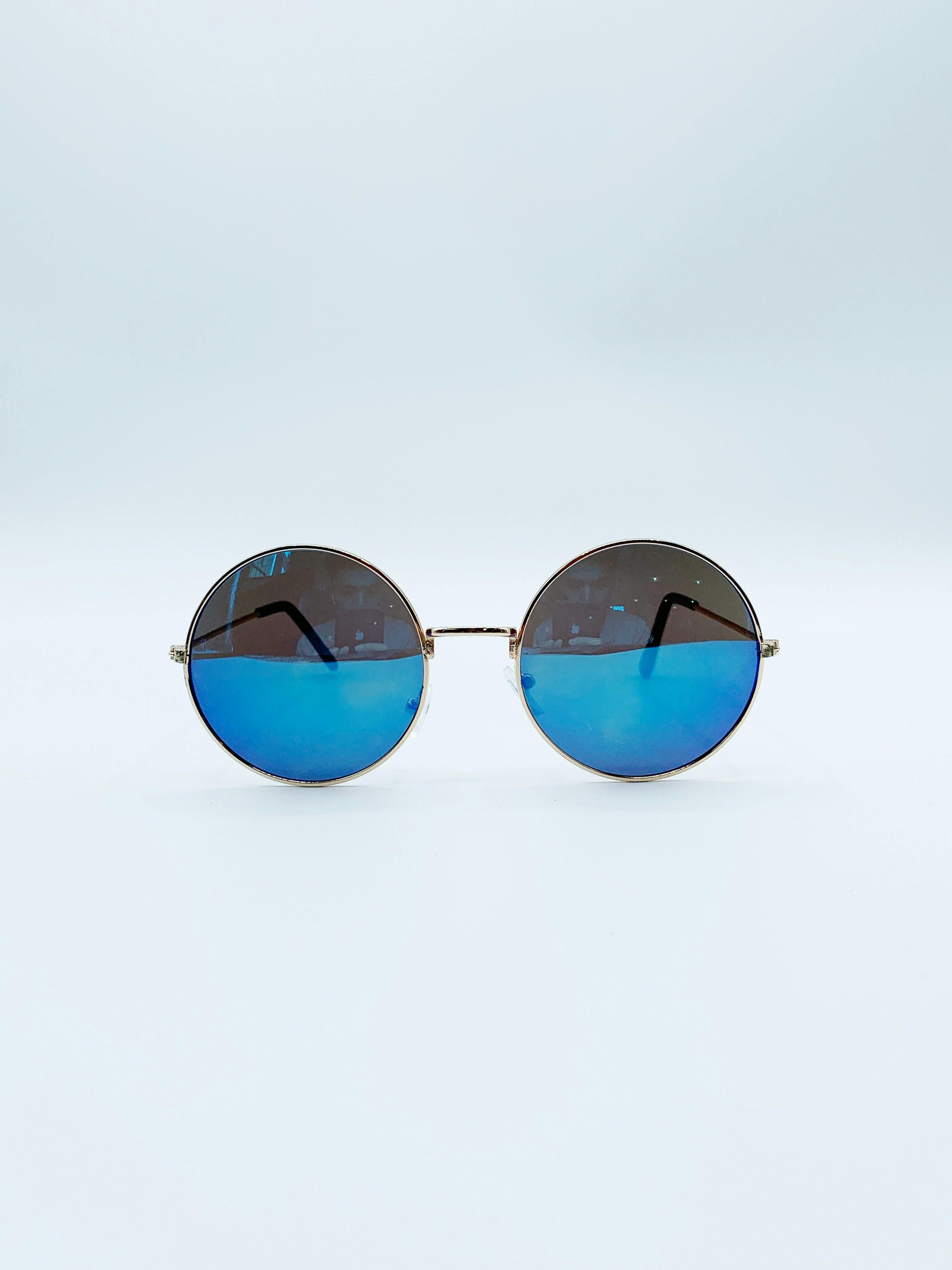 Svnx Silver Round Metal Sunglasses In Shiny - One Szie