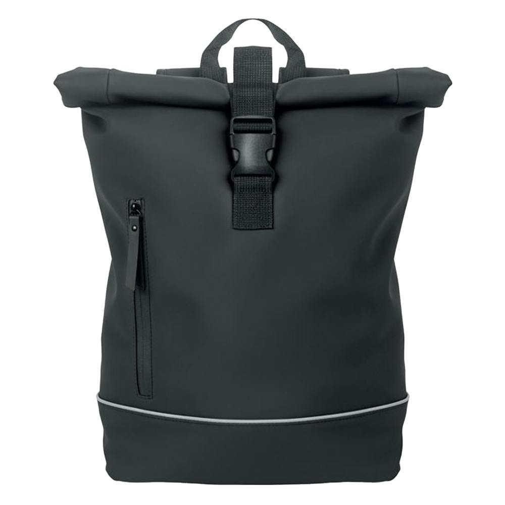 Midocean Black Laptosa Roll Top Pu Laptop Backpack - One Size