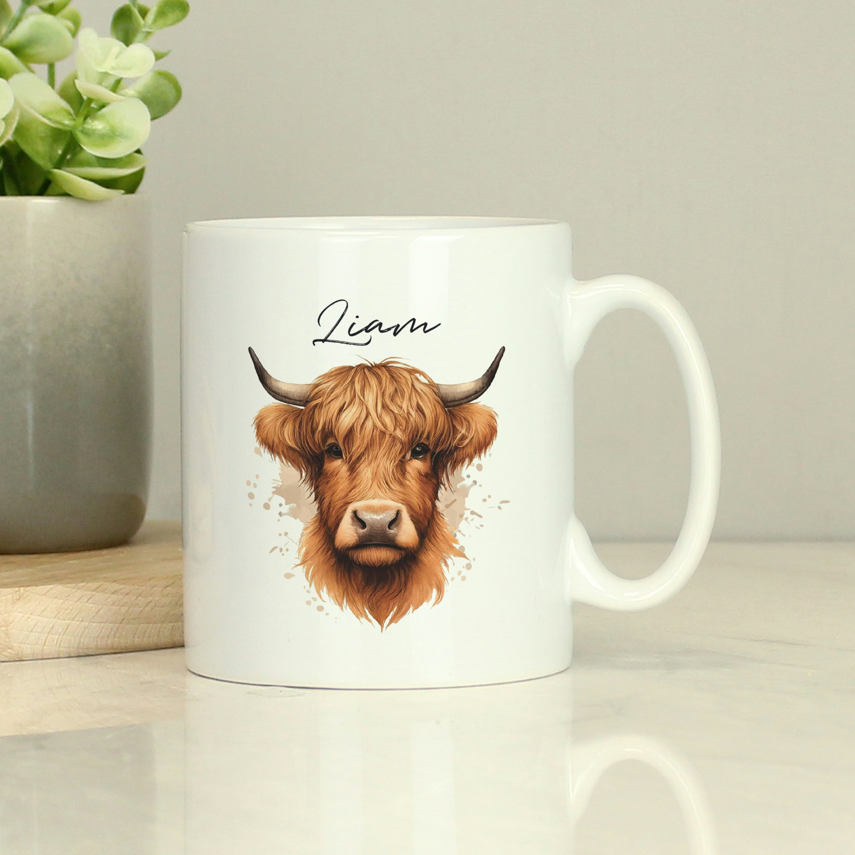Personalised Memento Company Men's White Personalised Meto Company Personalised Highland Cow Mug