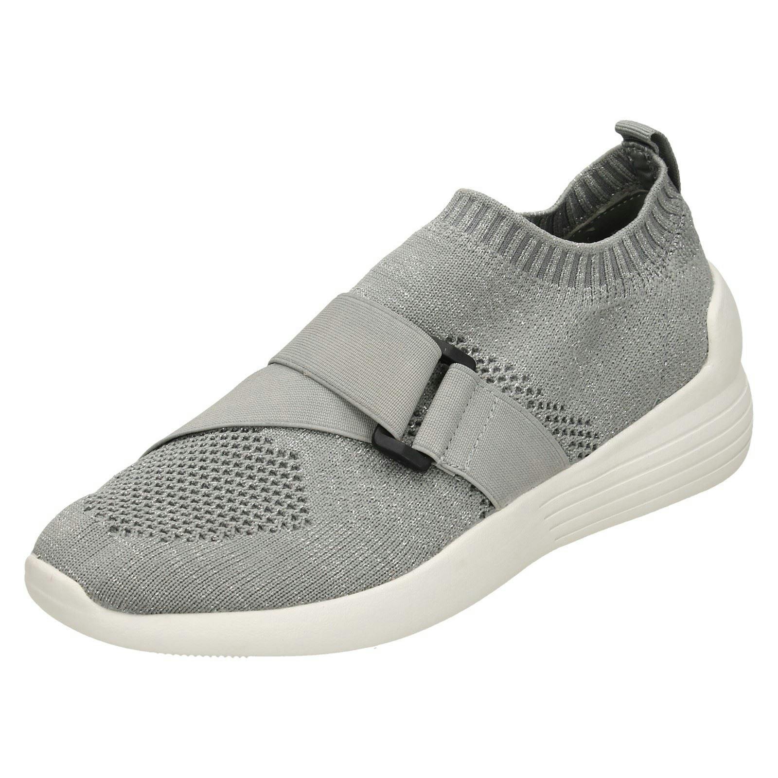 Reflex Women's Grey Ribbed Elasticated Pumps F7093 - Uk 7