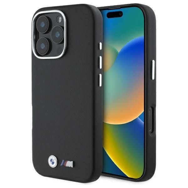 Bmw Black M Series Smooth Full Wrapped Metal Case With Magsafe For Iphone 16 Pro 6.3" - Bmhcp16l2pmwk