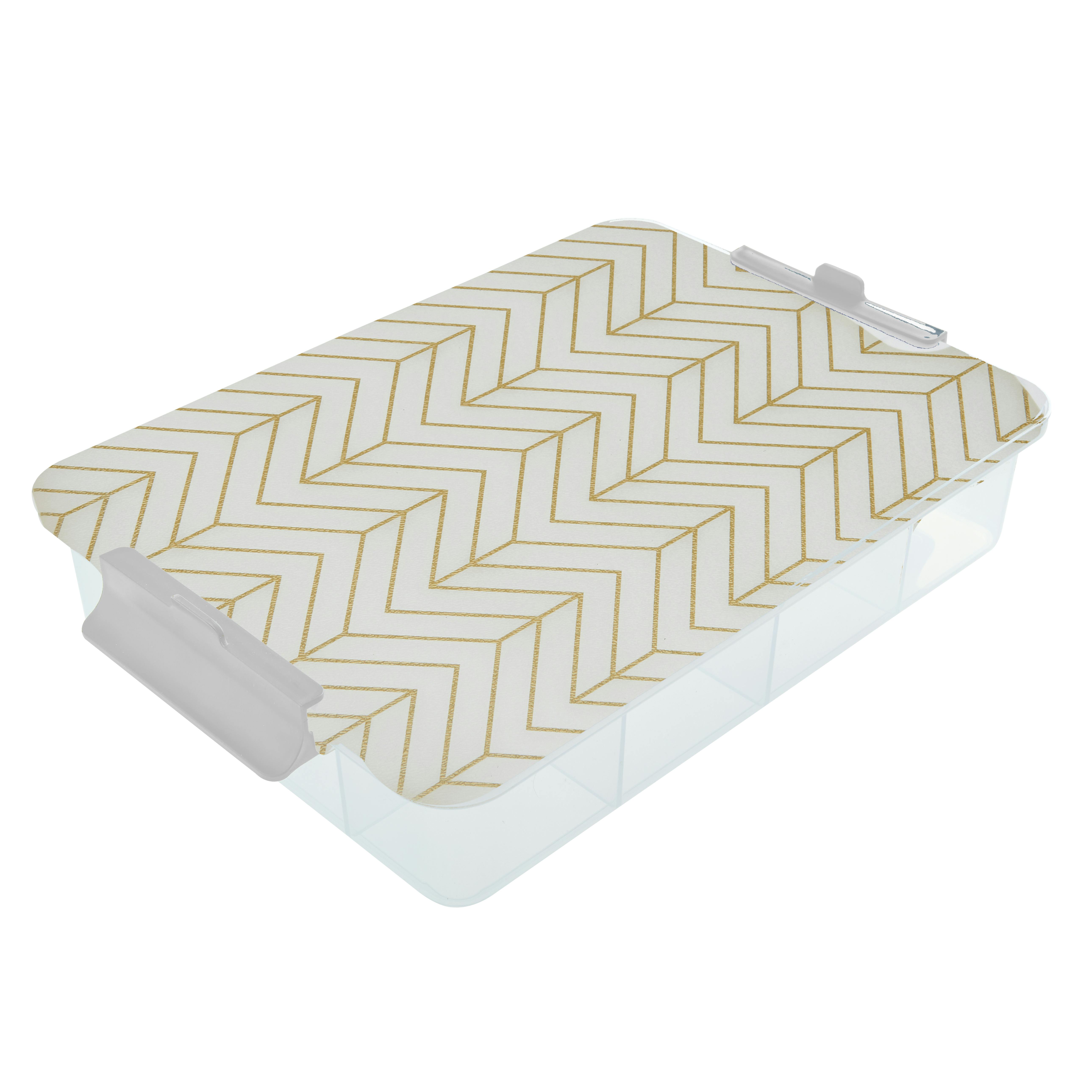 Rackhams White Faberware Large Snacklebox, 11 Snack Dividers, Patterned Board Lid, 30 X 40.5Cm - Plastic - Serving Board