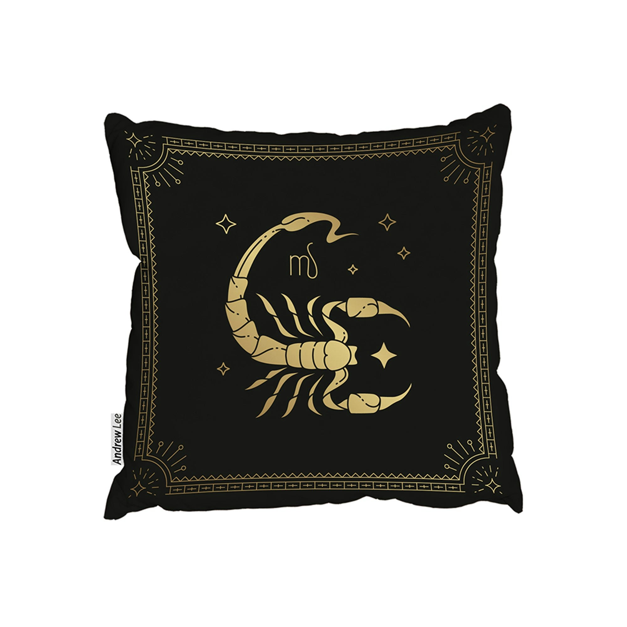Benjamin Tate Design Black/Gold Zodiac Scorpio Horoscope In & (Outdoor Cushion) - 60Cm X 60Cm