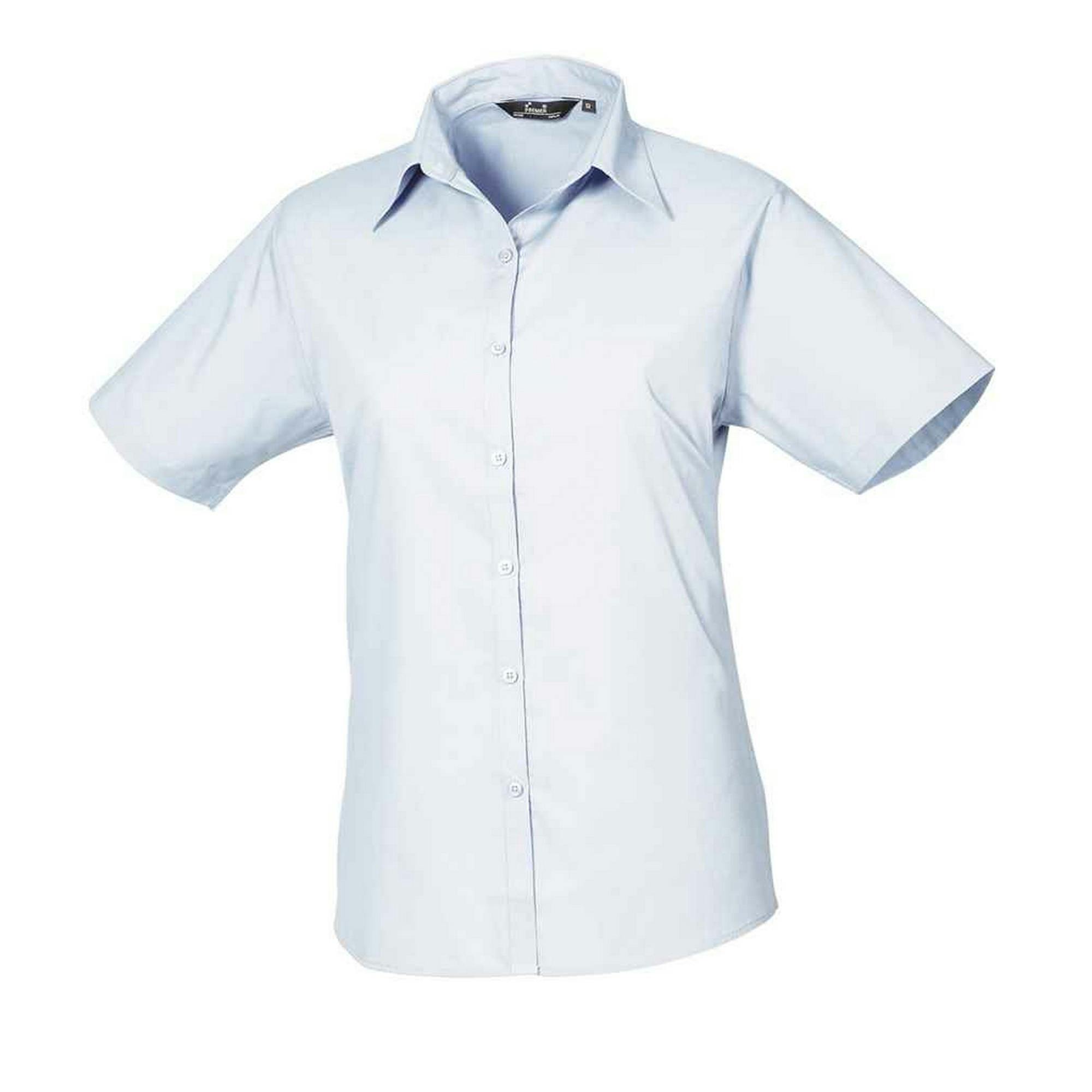 Premier Womens/Ladies Poplin Short-Sleeved Blouse (Light Blue) - Size 18 UK - Image 3