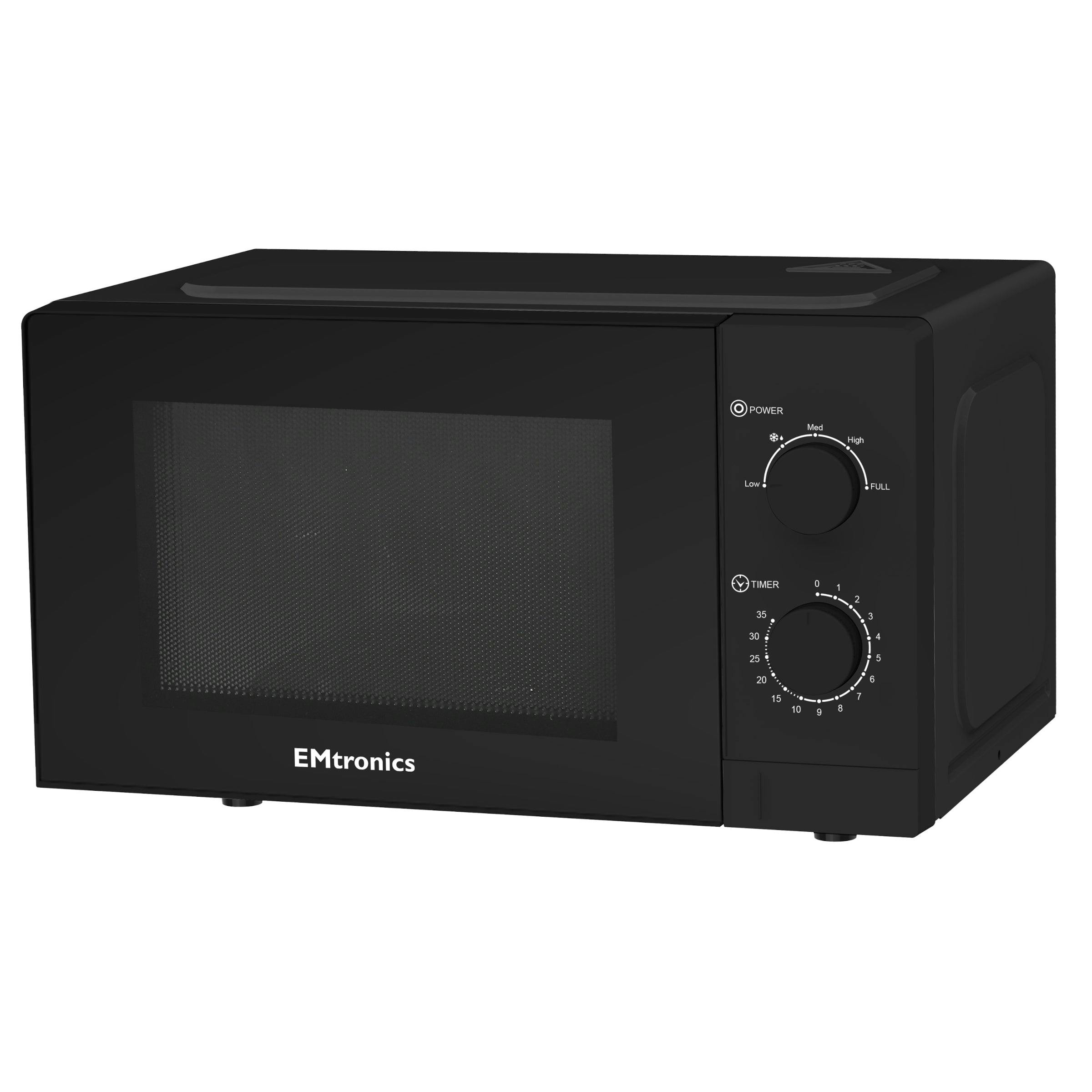 Emtronics Black 20 Litre Microwave 700W With Defrost Settings