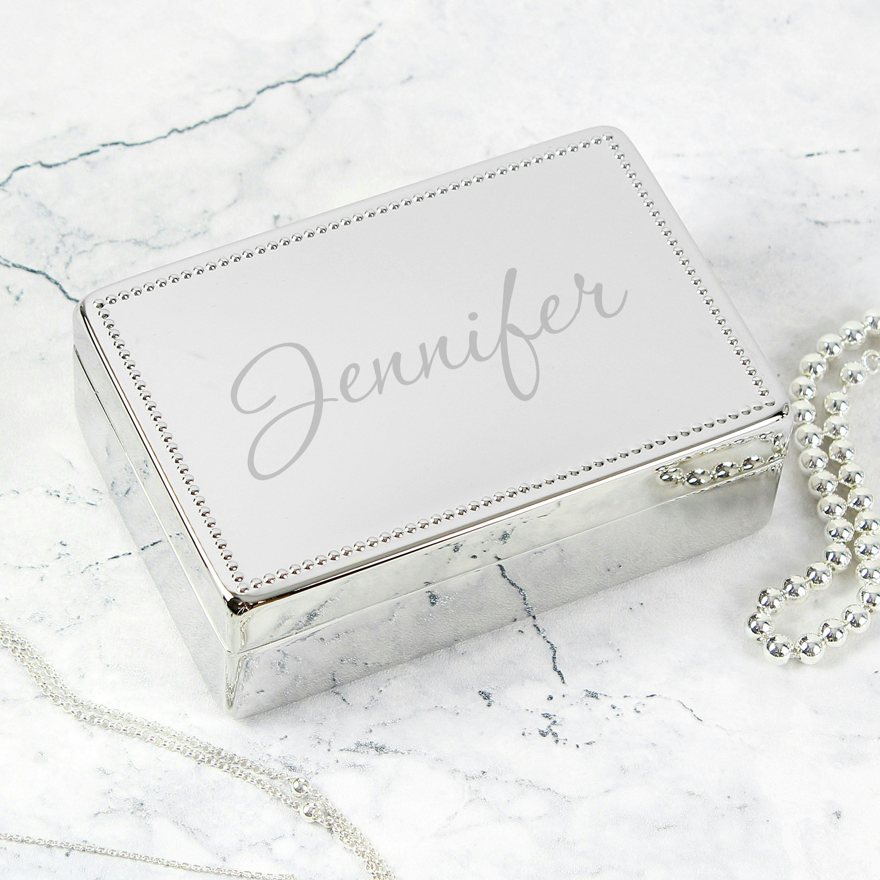 Personalised Memento Company Black Personalised Name Rectangular Jewellery Box