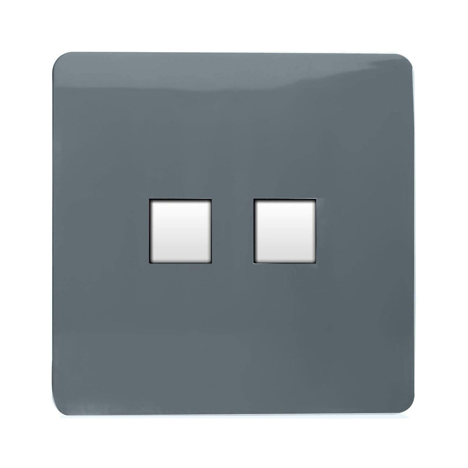 Trendi Switch 2 Gang Rj45 Cat 6 Modern Designer Pc Ethernet Socketin Warm Grey - Image 4