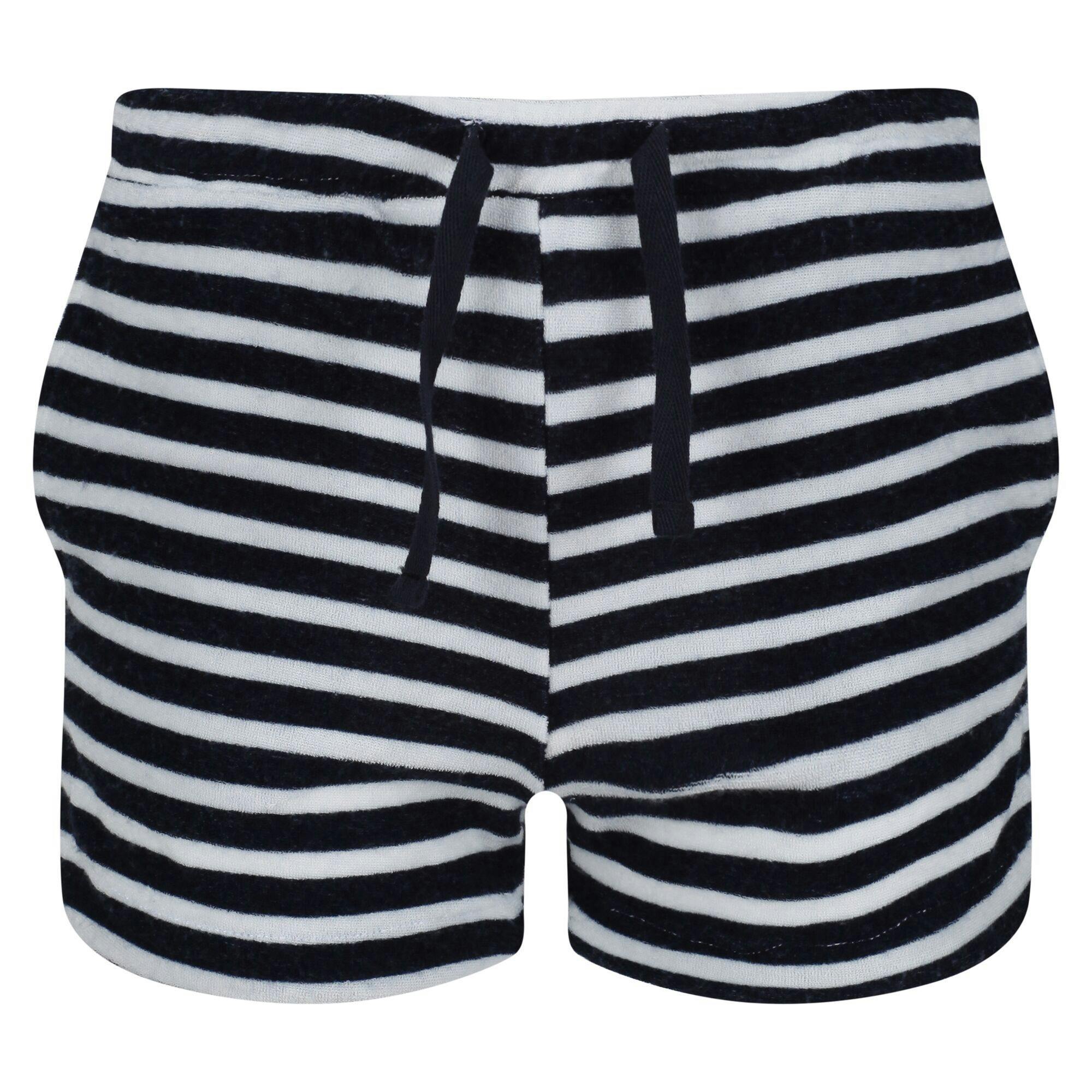 Regatta White Kids Dayana Towelling Stripe Casual Shorts - Navy/ - Navy/ - 13 Years - 100% Polyester