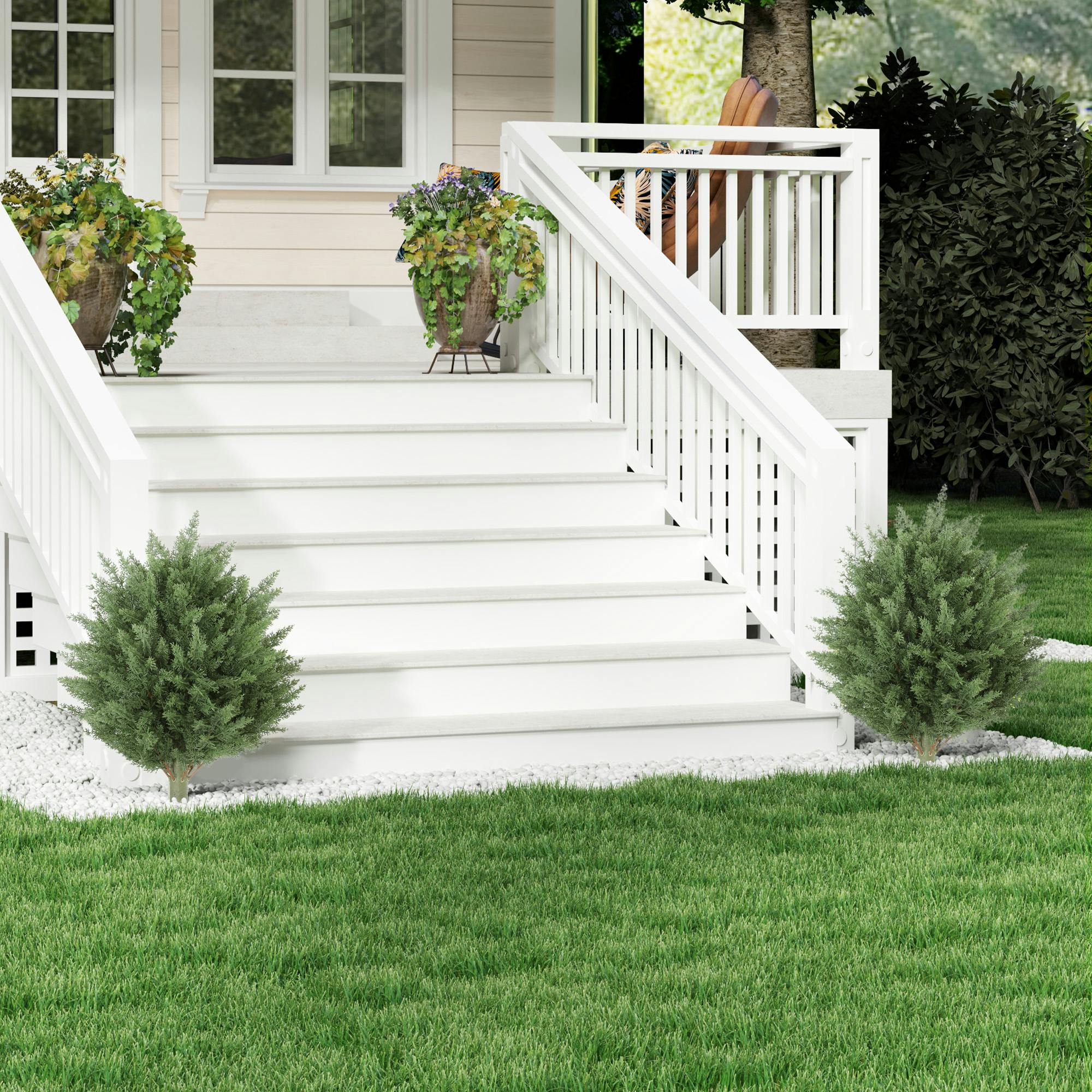 Homcom Green 60 Cm Artificial Cypress Tree With Ground Stake, Set Of 2, - Φ40 X 60 Cm - 2 - Pe