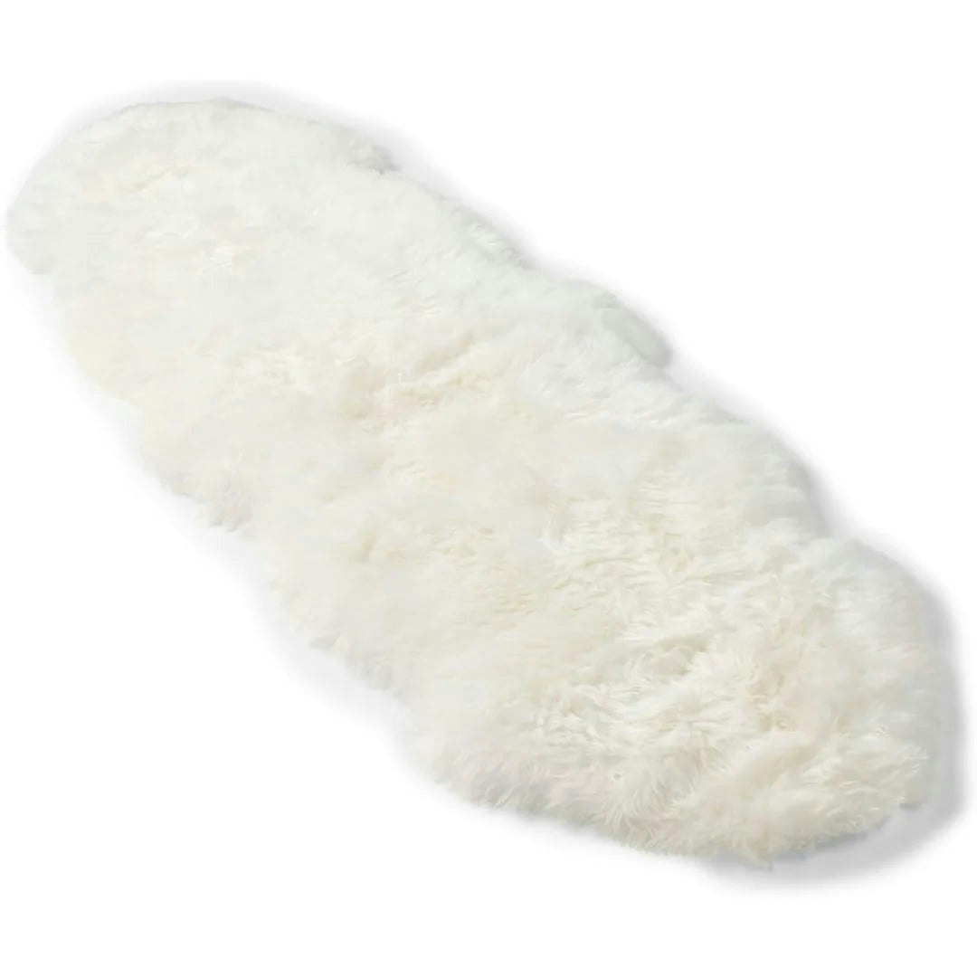 Infinity Leather Ivory Genuine Sheepskin Real Natural Wool Double Area Rug
