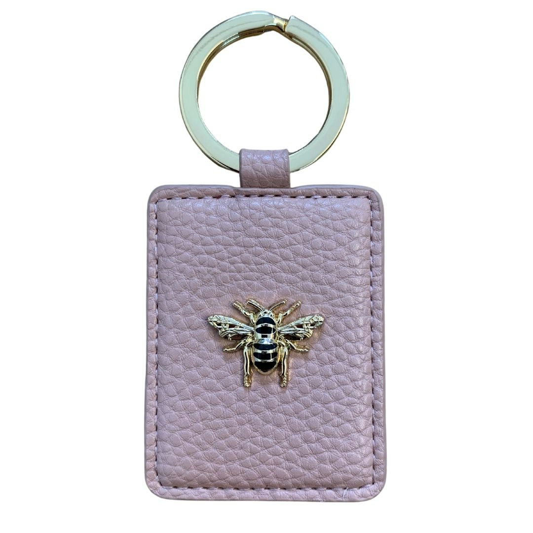 Alice Wheeler Gold/Pink Vegan Leather Bee Keyring Bag Charm