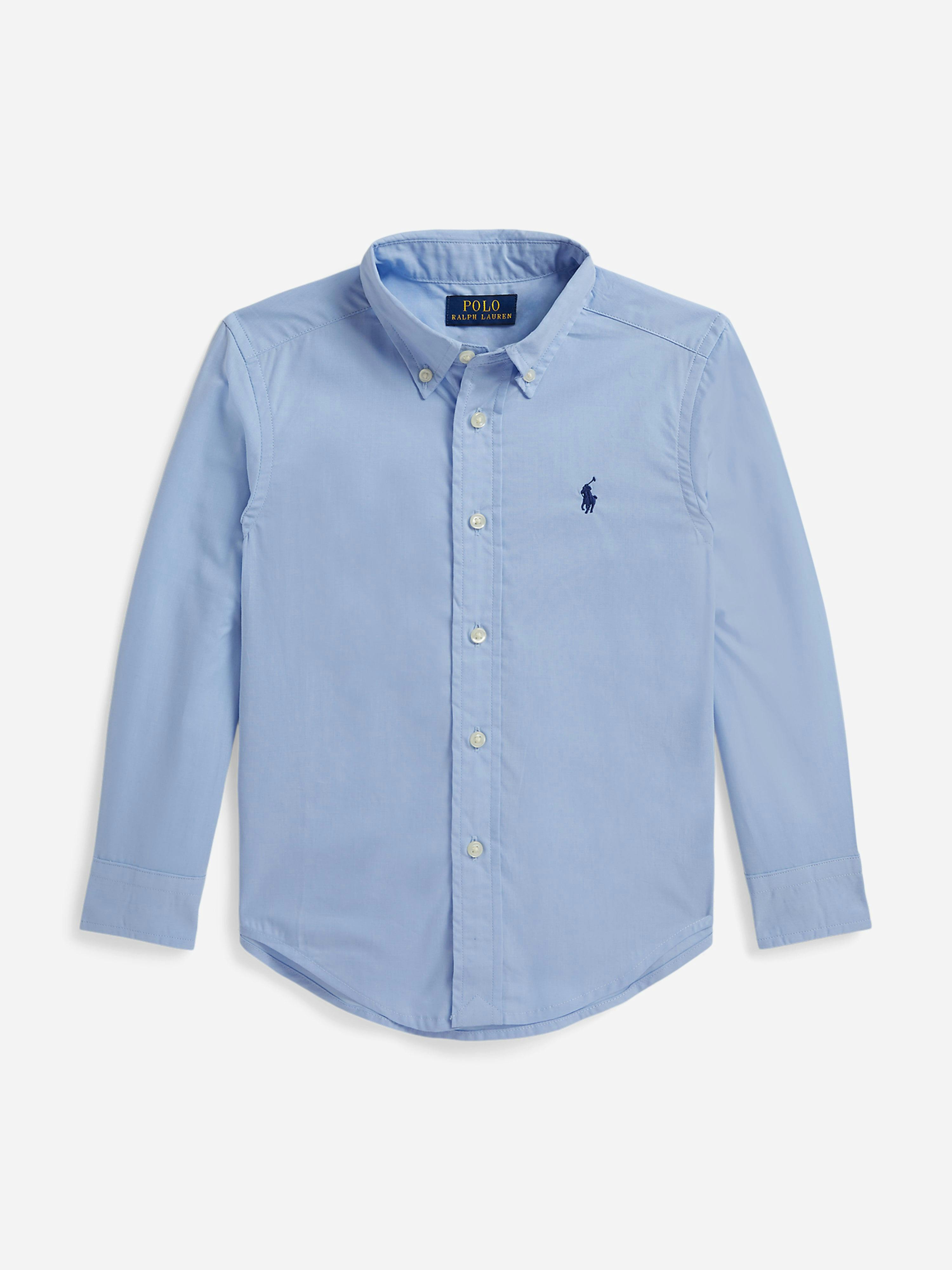 Ralph Lauren Kids Boys Blue Ralph Lauren Poplin Logo Shirt In - 5 Yrs