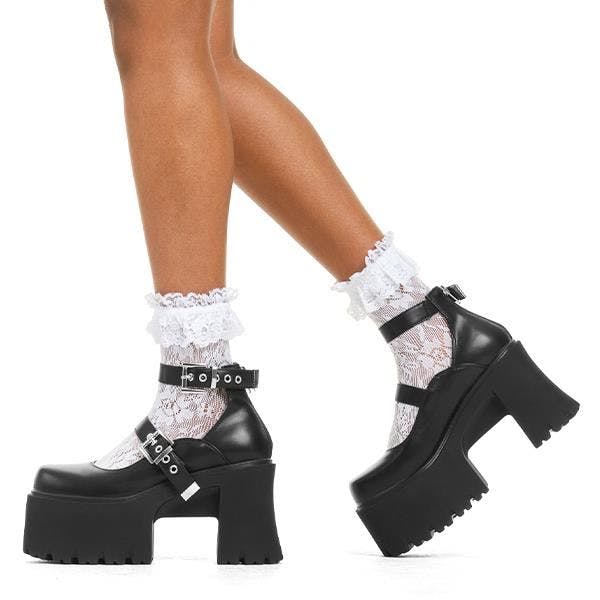 Lamoda Black Look Away Chunky Platform Shoes Comfortable Trendy Footwear - Uk3