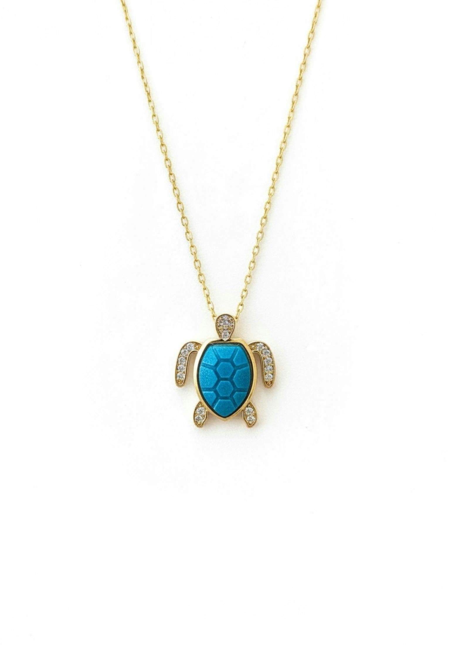 Latelita Gold/Turquoise/Blue Sea Turtle Pendant Necklace