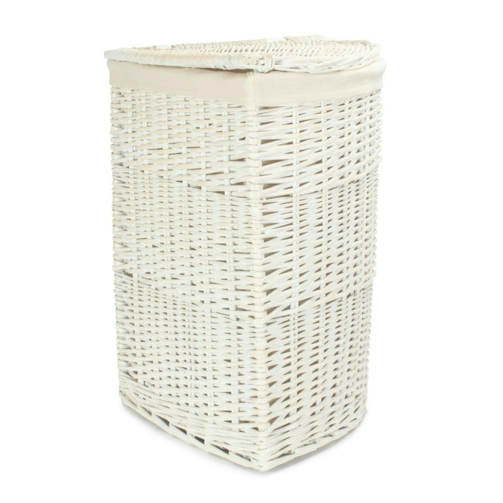 Red Hamper Red/White Hamper Large Corner Wash Wicker Laundry Basket With A Oatmeal Lining