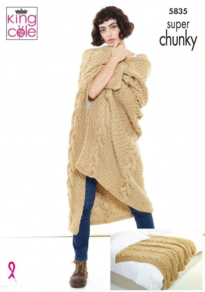 King Cole Big Value Super Chunky Knitting Pattern 5835, Blankets One Size