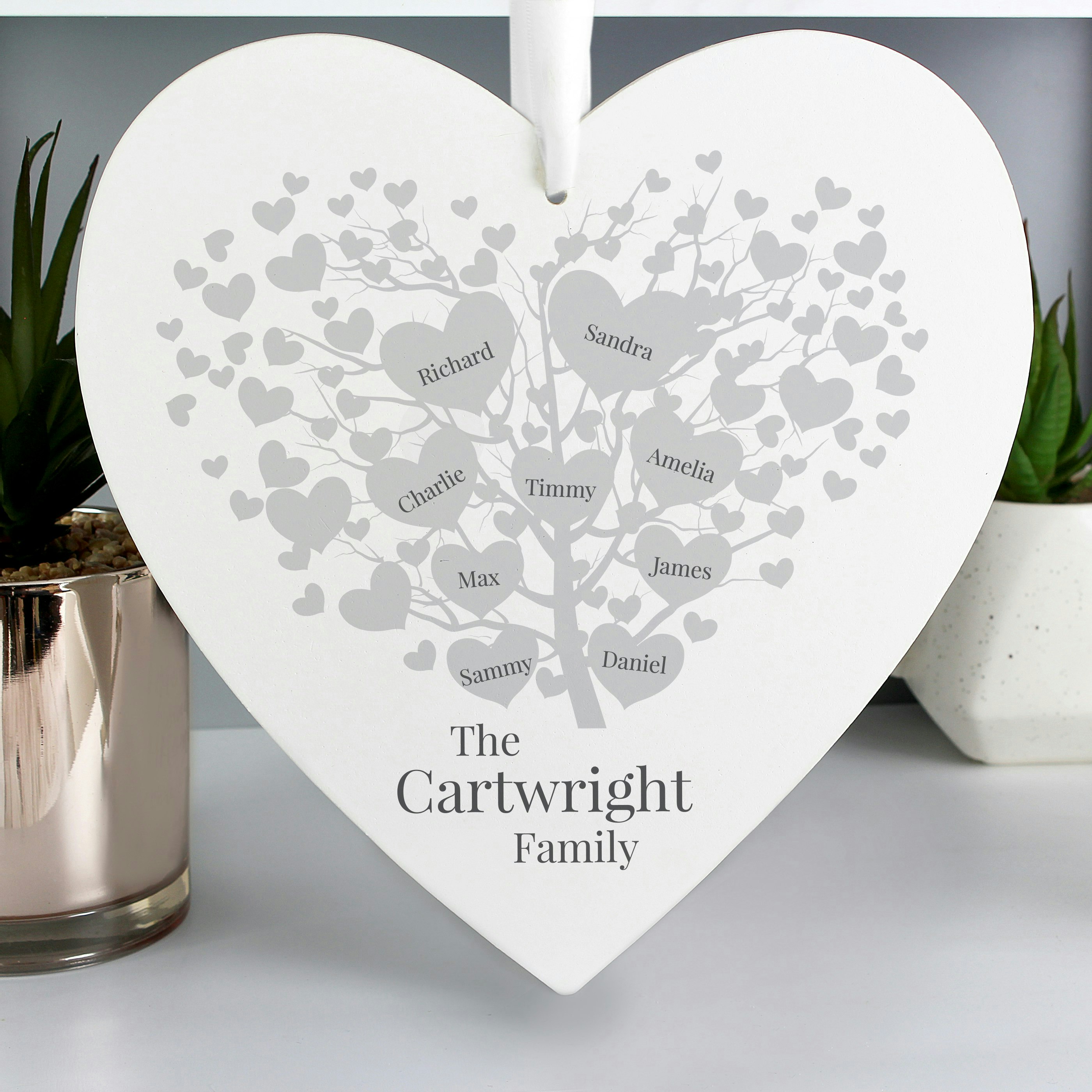 Rackhams Personalised Family Tree Large Wooden Heart