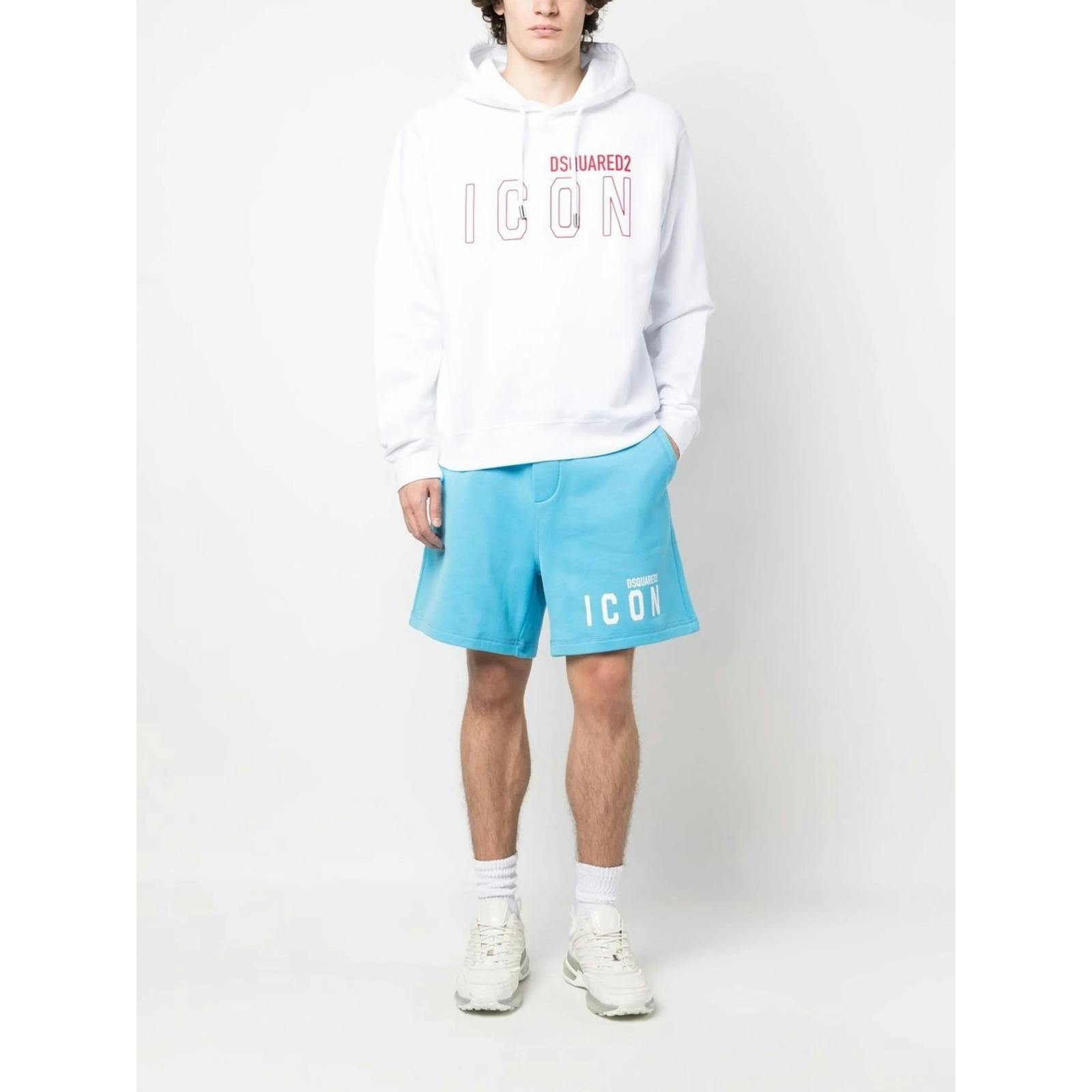 Dsquared Blue Icon Logo Printed Cotton Shorts In - Xxl