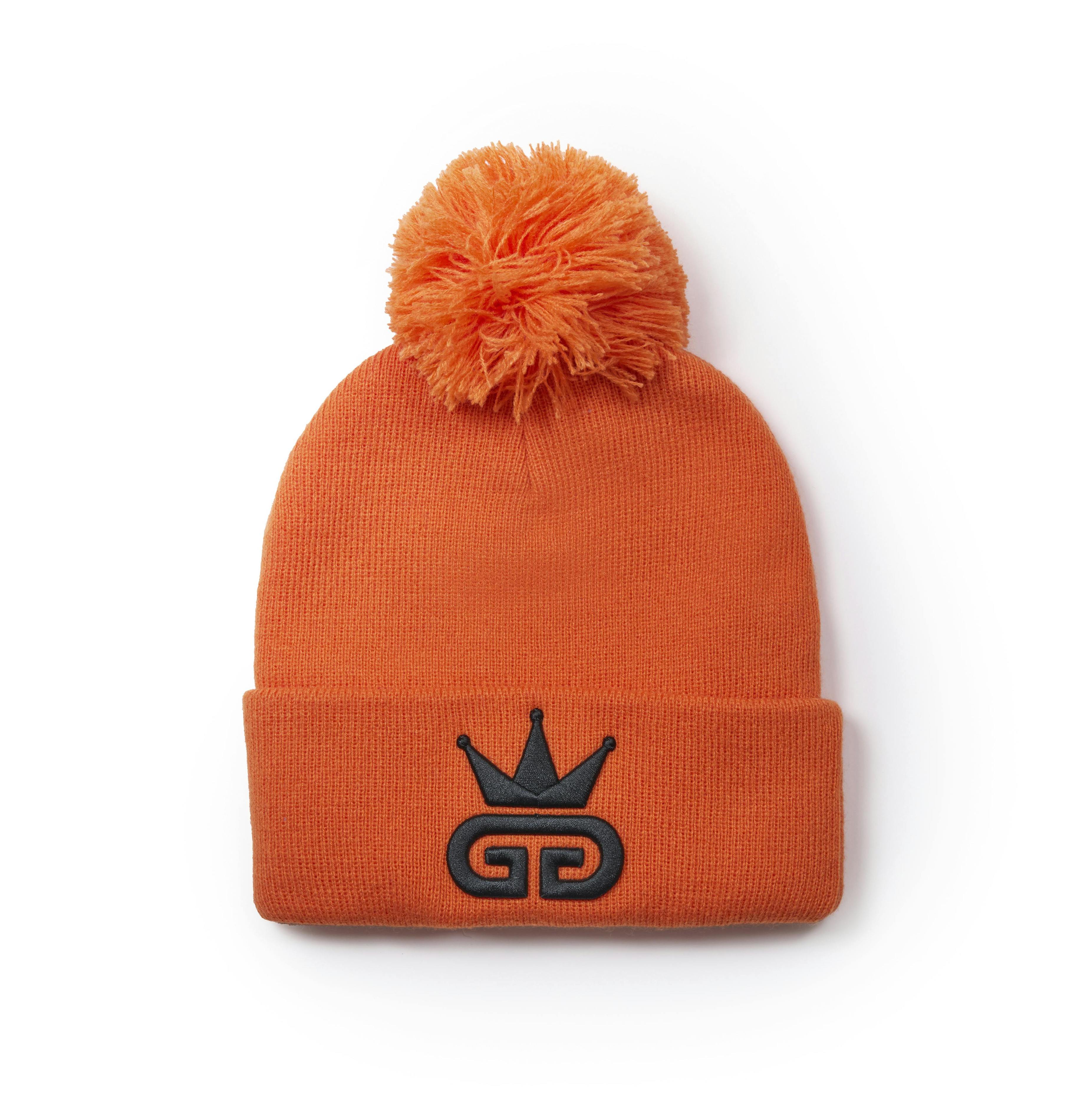God Given Talent Black/Orange Ggt Logo Royal Bobble Woolly Hat - Ggtwh00004
