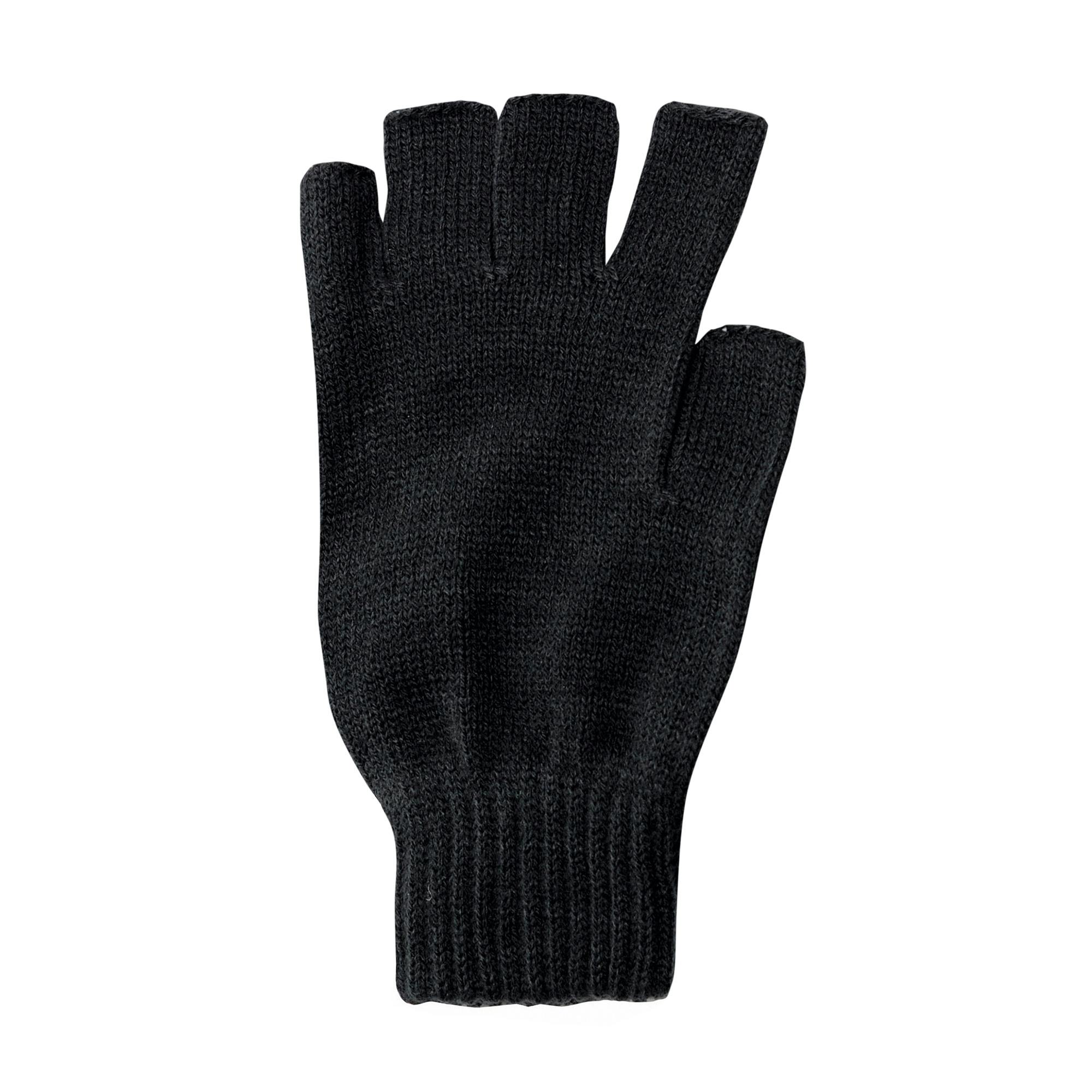 Regatta Unisex Black Fingerless Mitts / Gloves - One Size - 100% Acrylic