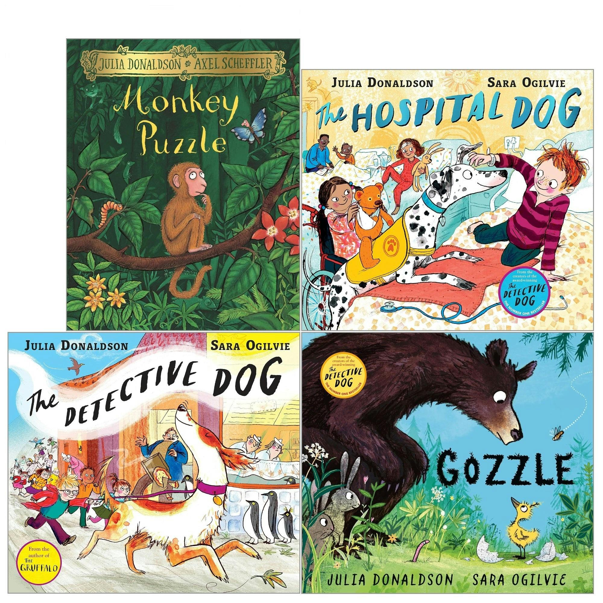 Various Publishers Julia Donaldson Collection 4 Books Set - Monkey Puzzle, The Detective Dog, The Hospital Dog, Gozzle