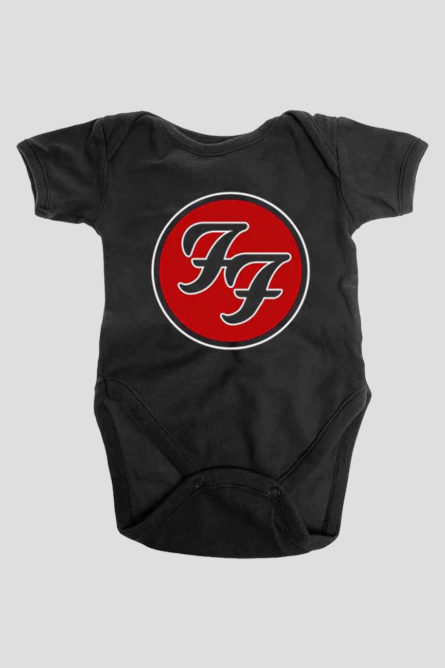 Paradiso Clothing Black Foo Fighters Ff Band Logo Baby Grow - Large (9 -12 Months)