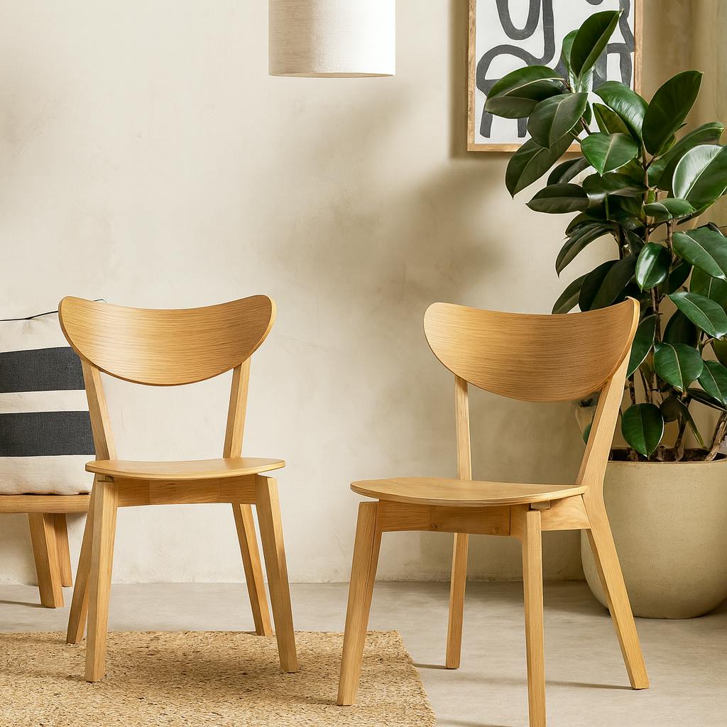 Wyld Haus Light Set Of 2 Saffron Natural Oak Effect Dining Chairs