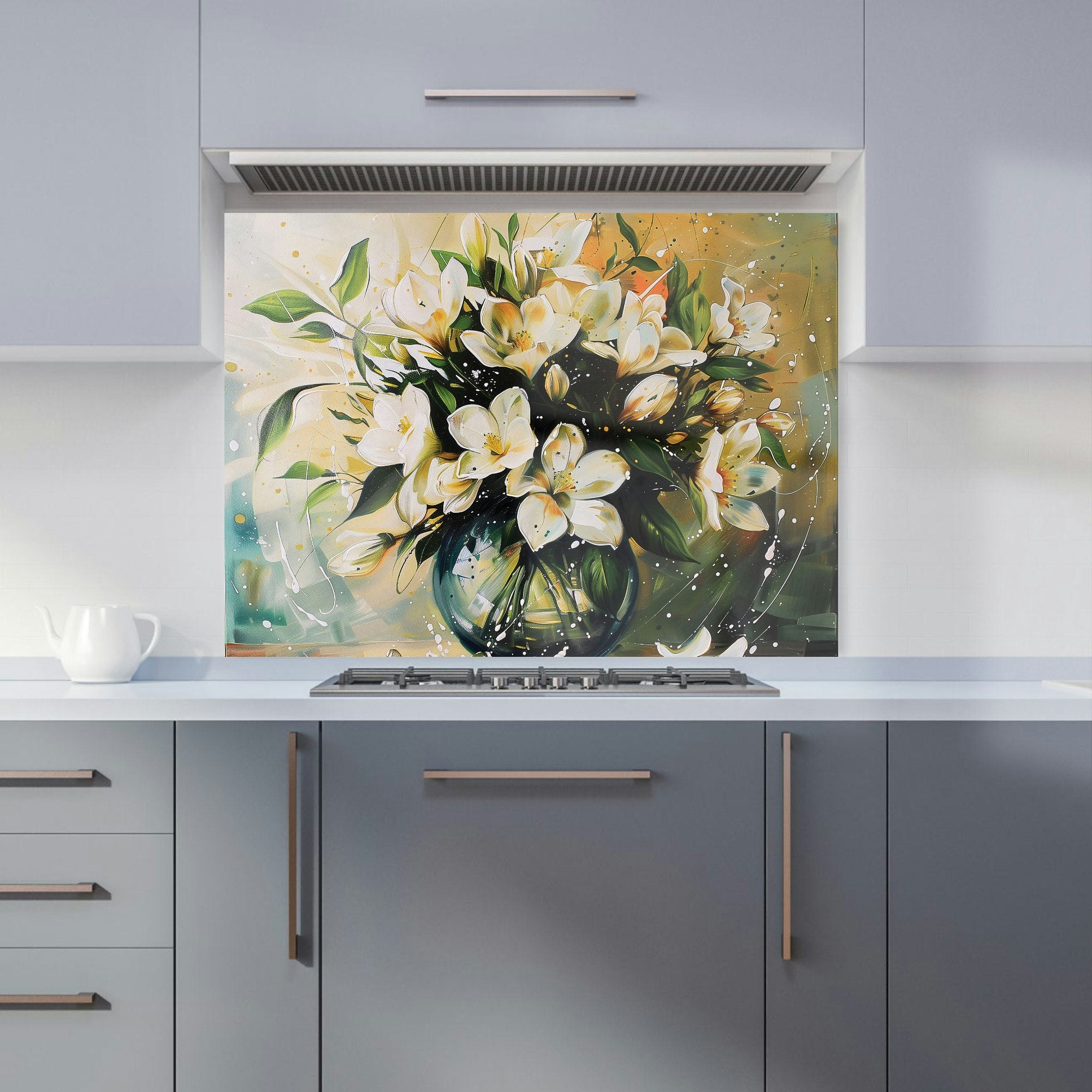 Warren Reed - Designer Elegant Jasmine Bloom Splash Kitchen Splashback - W900mm X H650mm