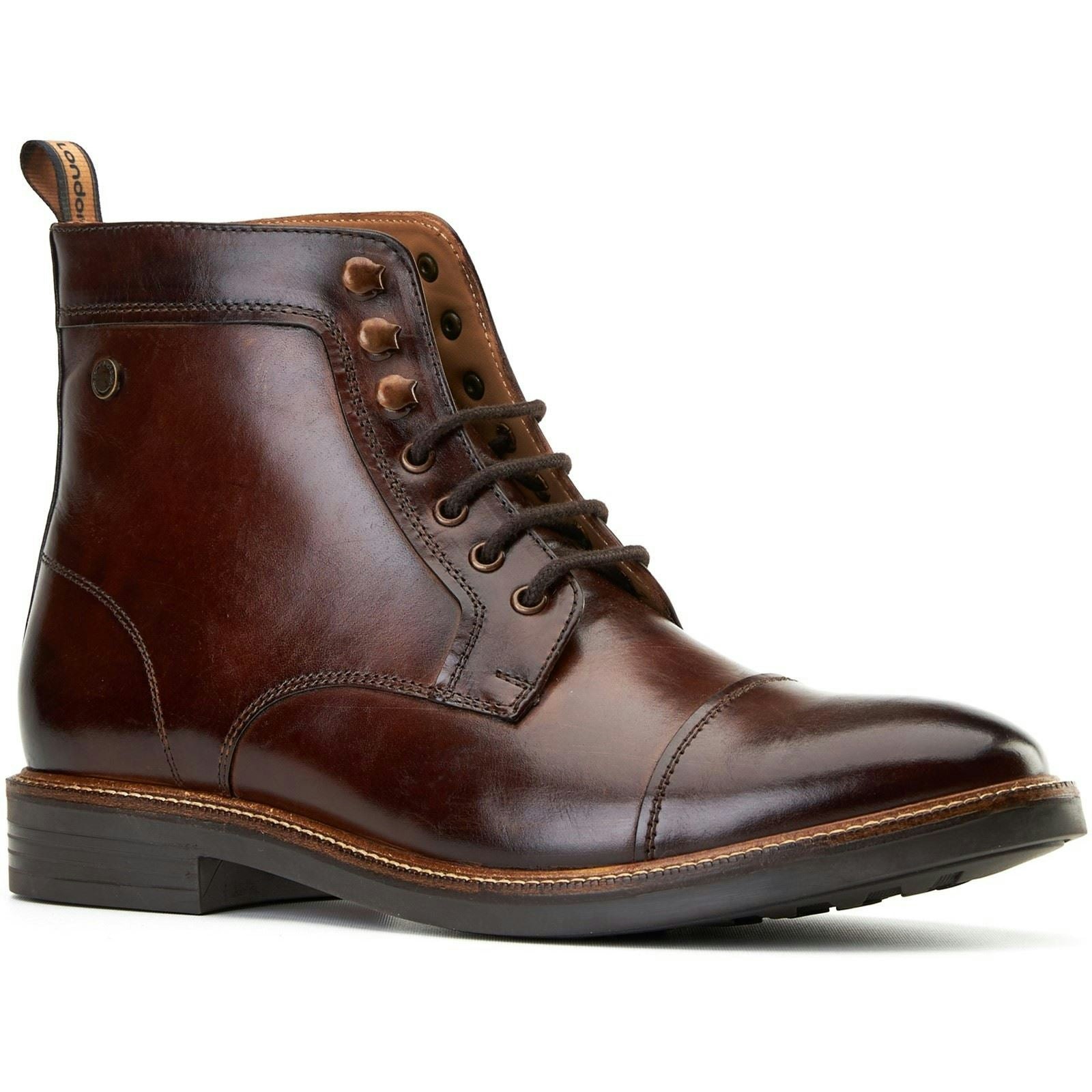 Base London Men's Brown Plymouth Leather Ankle Boots - Size 10